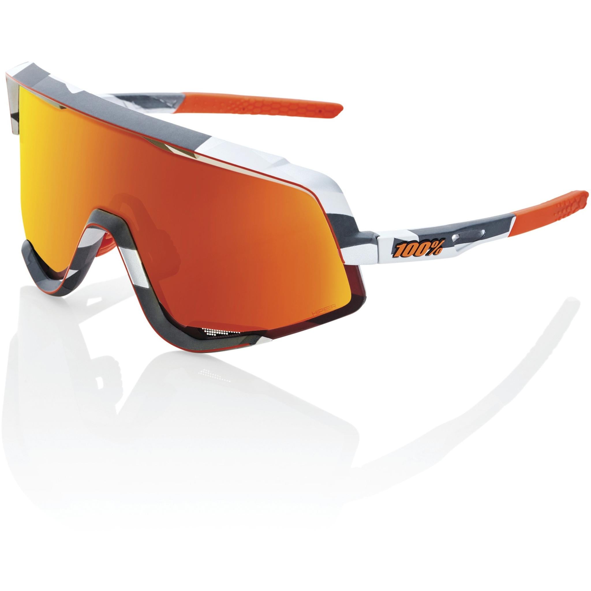 100% Glendale Sunglasses Soft Tact Grey Camo Frame - HiPER Red Lens