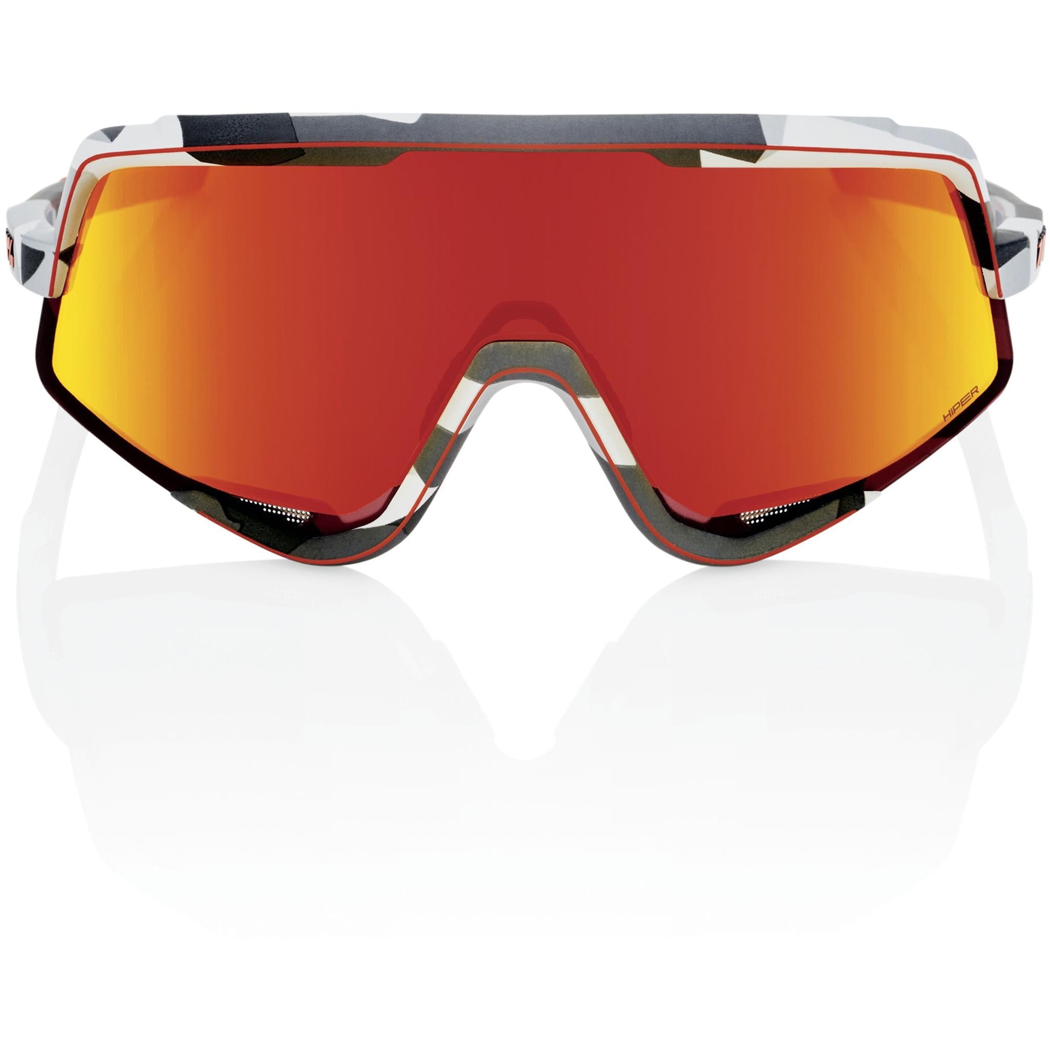 100% Glendale Sunglasses Soft Tact Grey Camo Frame - HiPER Red Lens