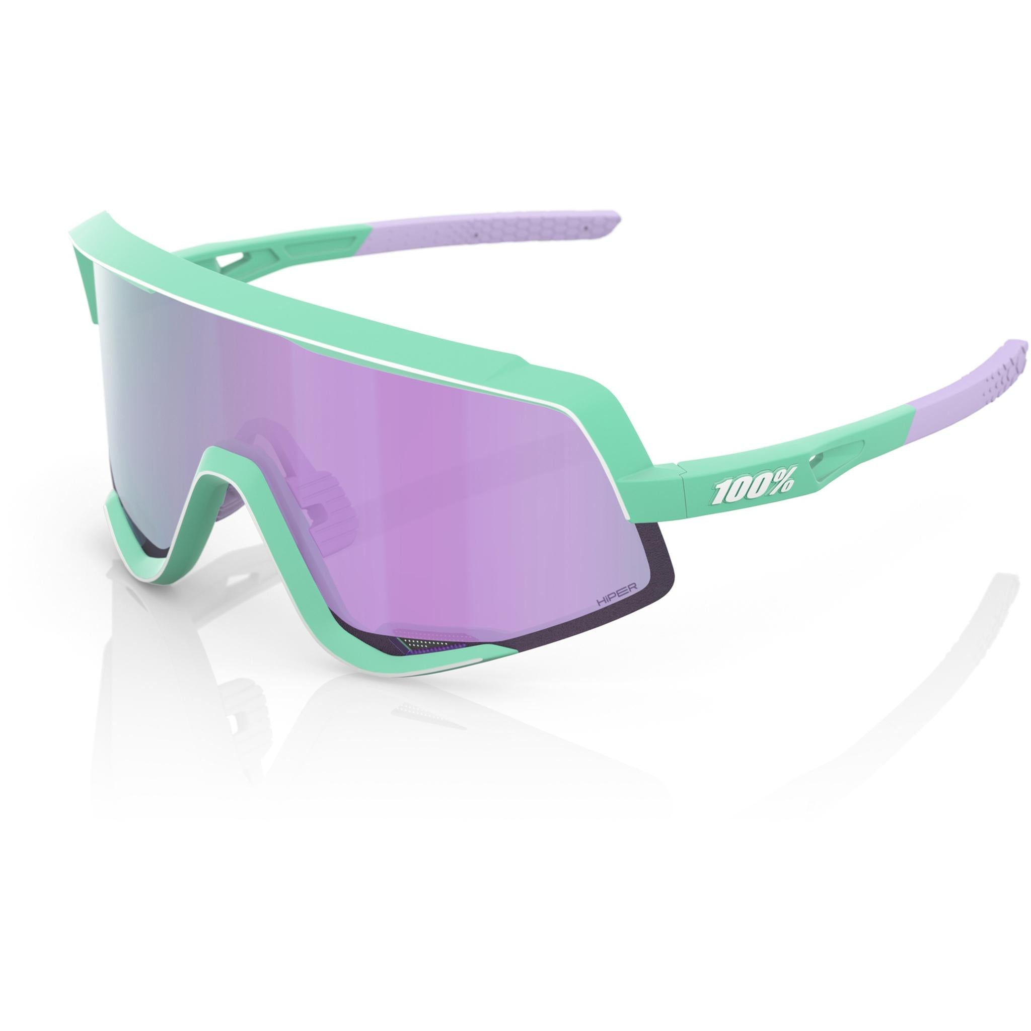 100% Glendale Sunglasses Soft Tact Mint - HiPER Lavender Lens