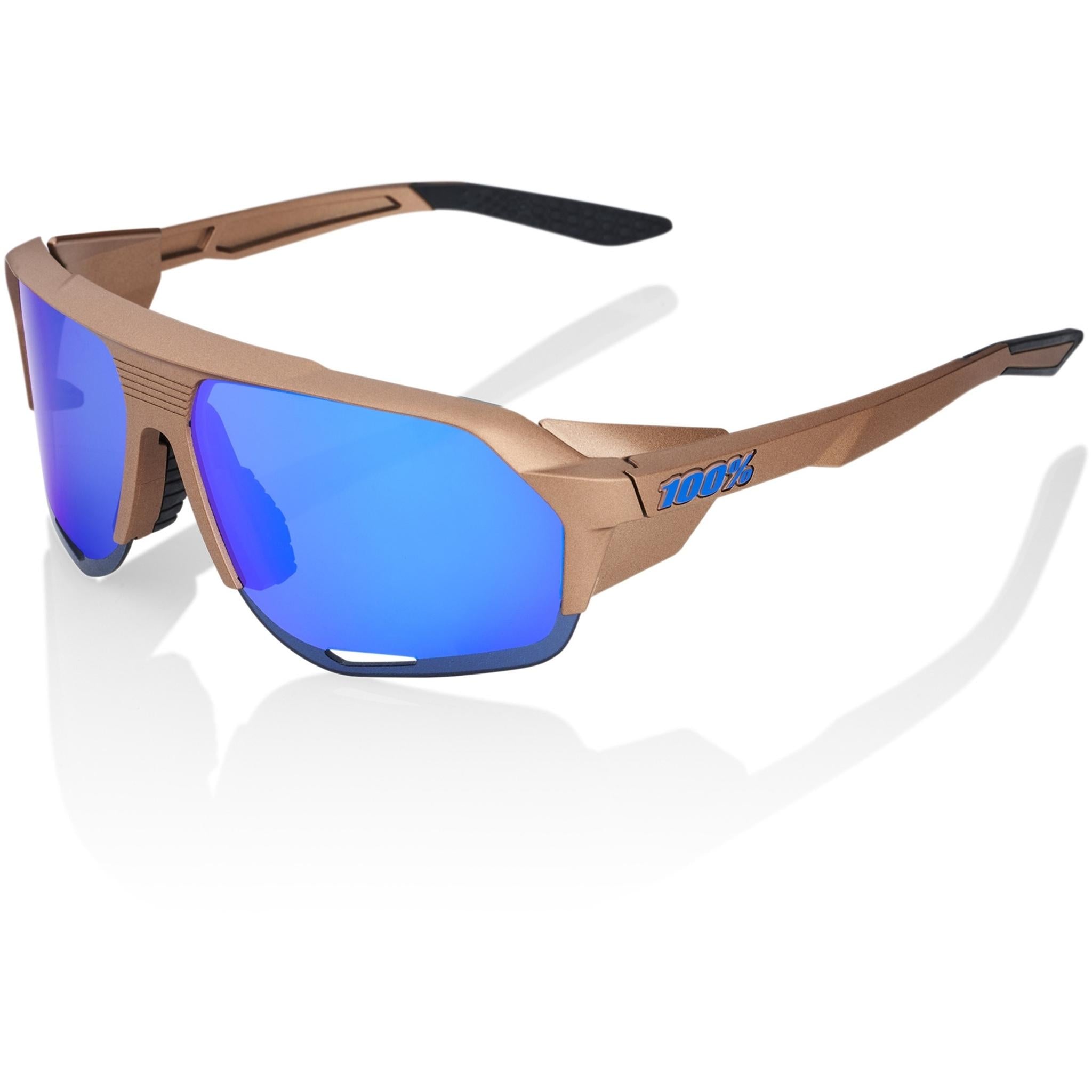 100% Norvik Sunglasses Matte Copper Chromium Sport - Blue Mirror