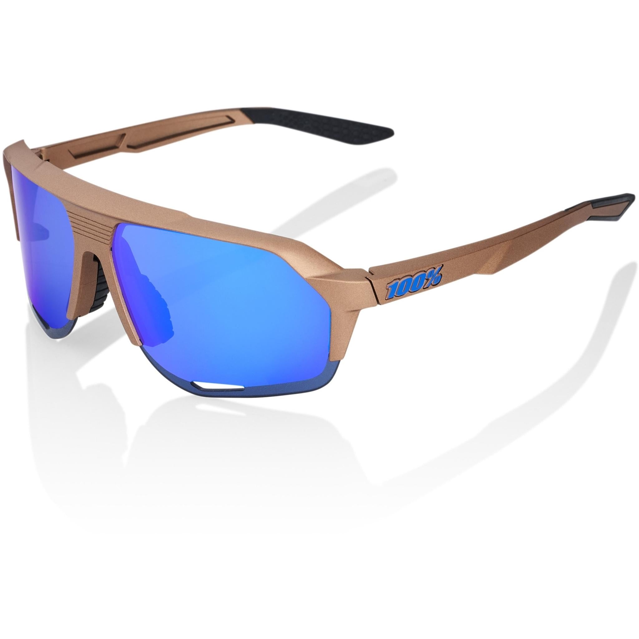 100% Norvik Sunglasses Matte Copper Chromium Sport - Blue Mirror