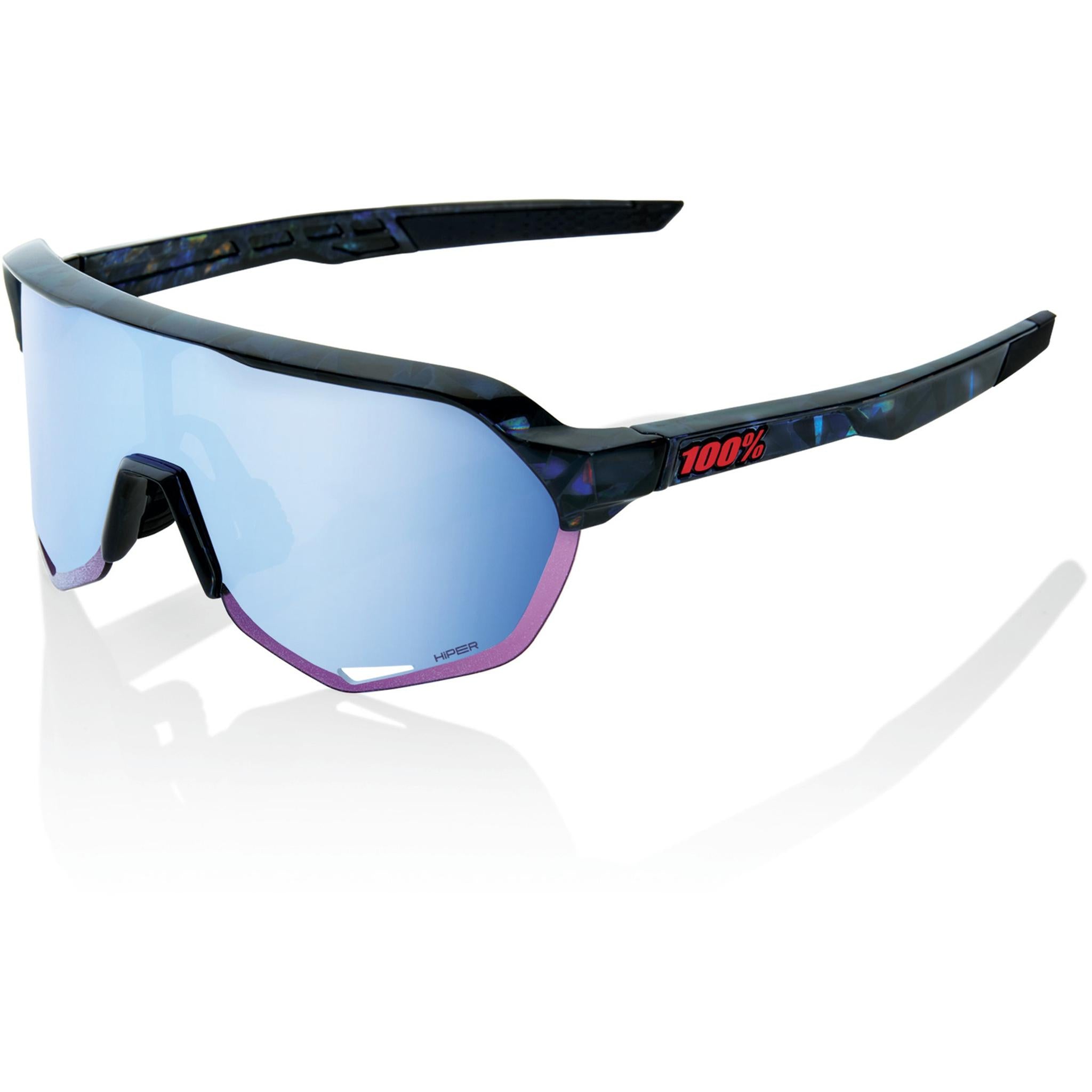 100% S2 Holographic Sunglasses Black Frame HiPER Blue Lens