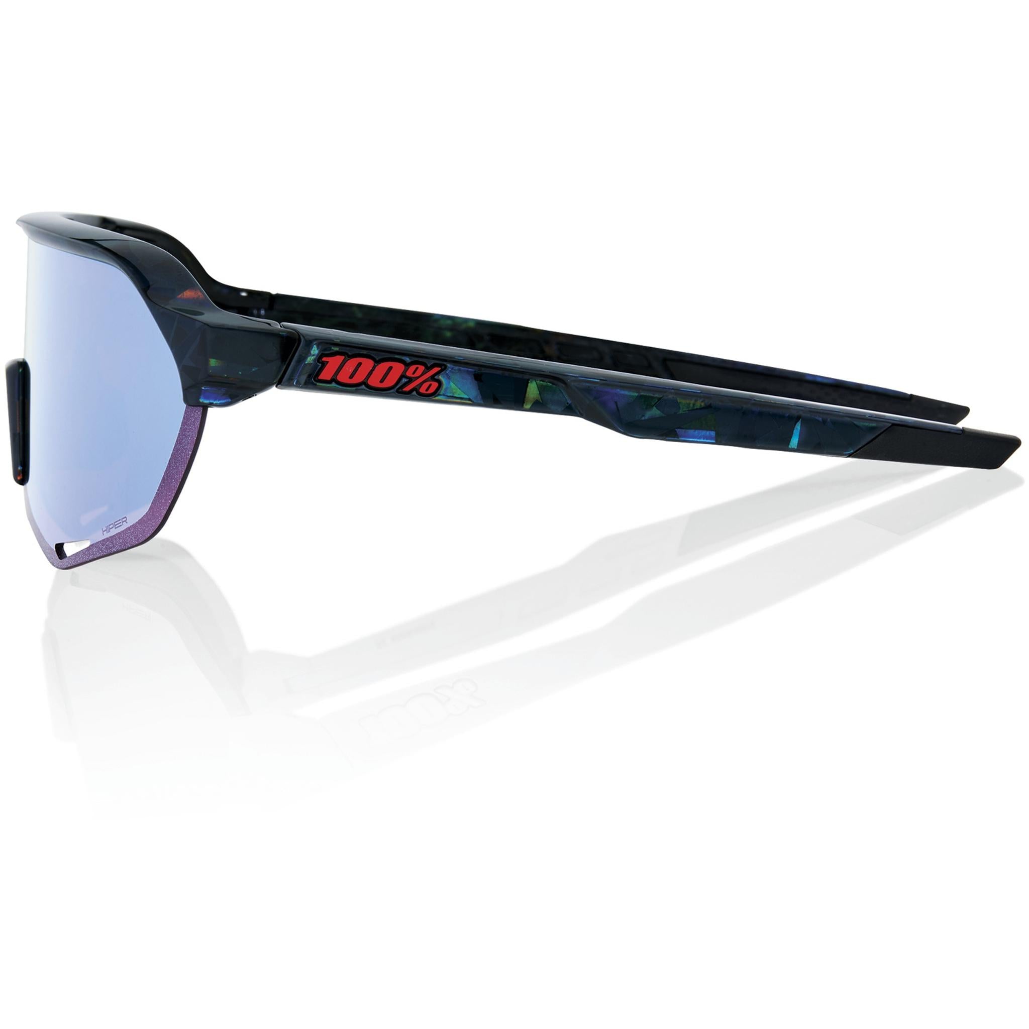 100% S2 Holographic Sunglasses Black Frame HiPER Blue Lens