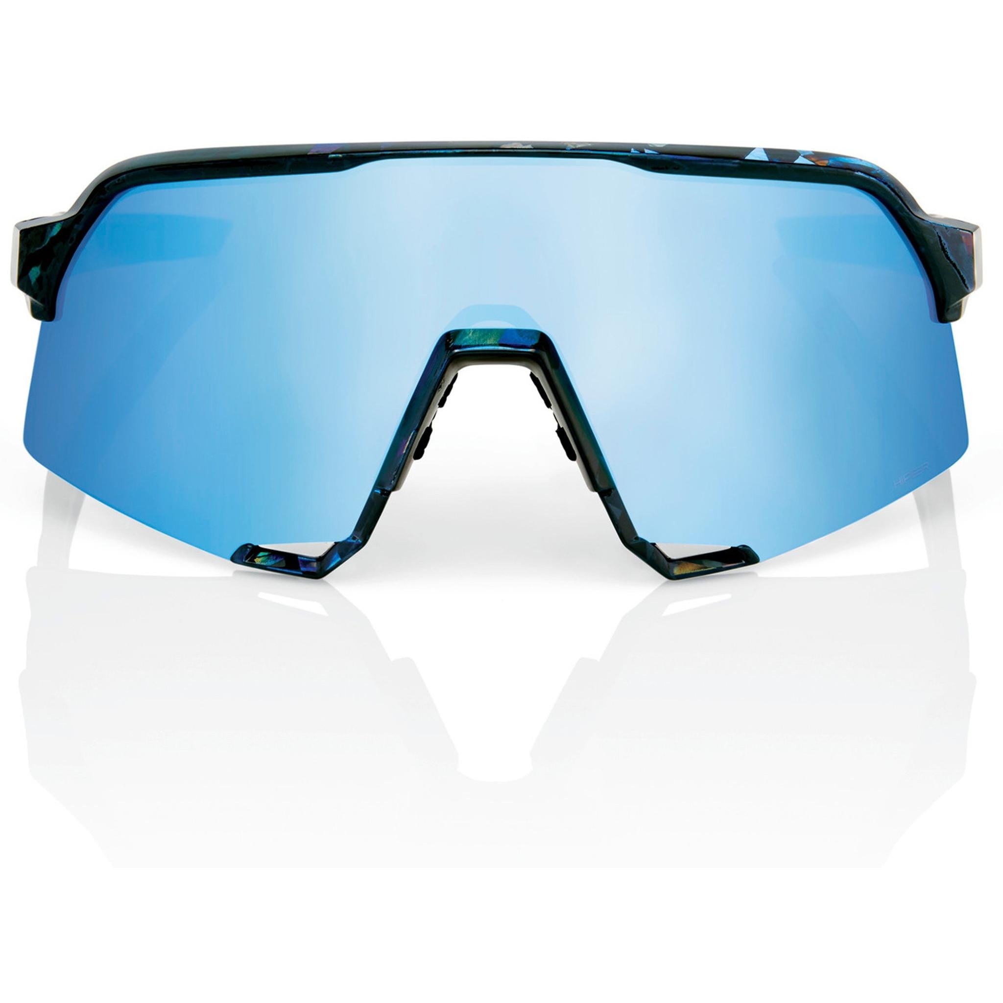 100% S3 Holographic Sunglasses Black Frame HiPER Blue Lens