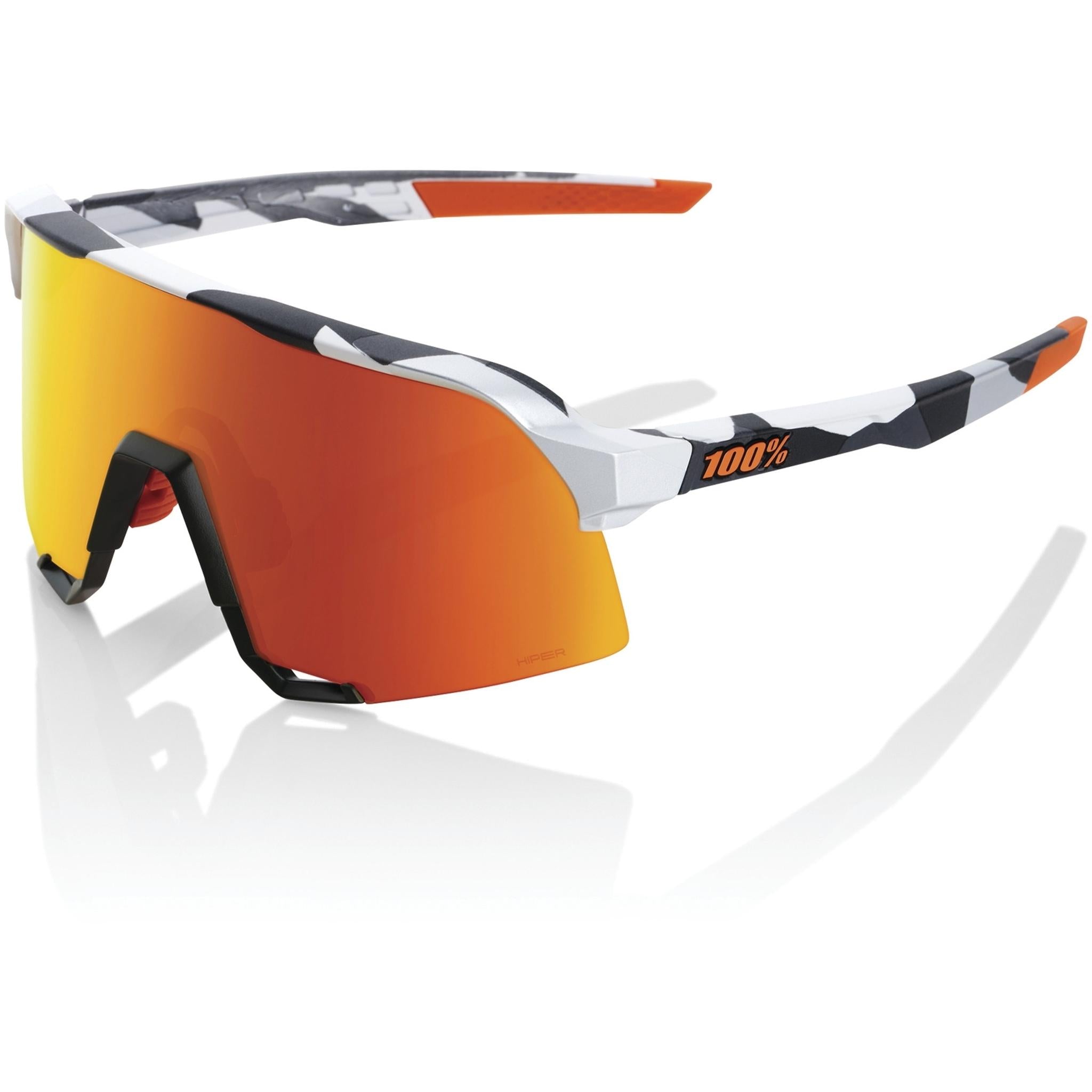 100% S3 Sunglasses Soft Tact Grey Camo - HiPER Red Multilayer Mirror Lens