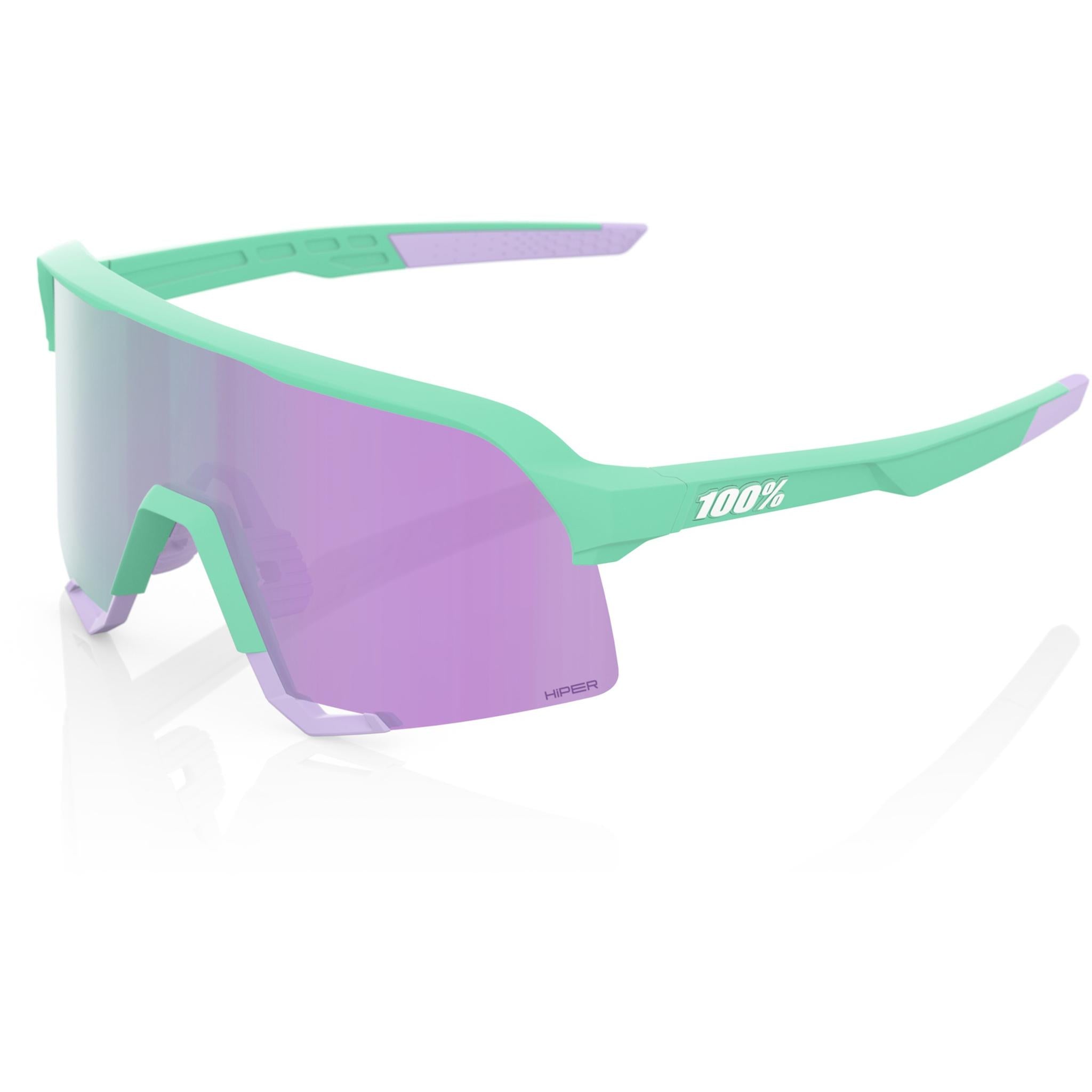 100% S3 Sunglasses Soft Tact Mint/HiPER Lavender Multilayer Mirror Lens