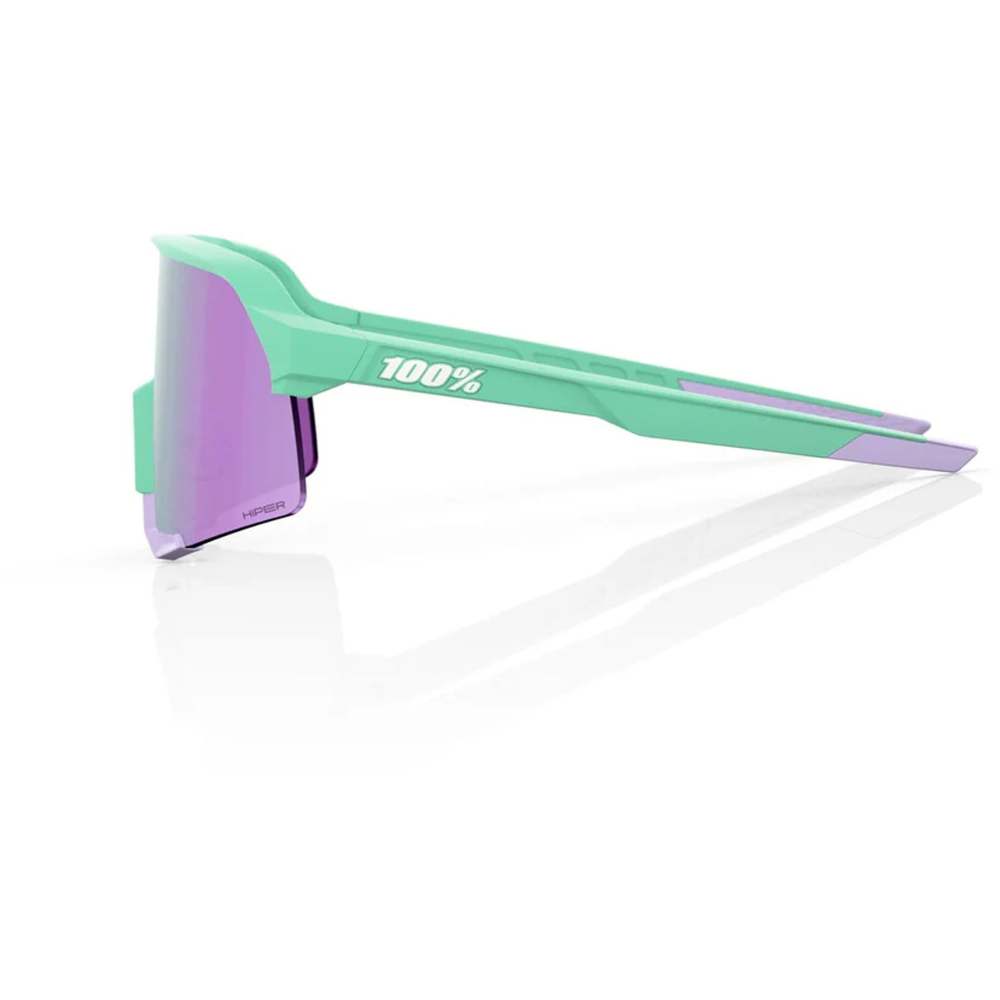 100% S3 Sunglasses Soft Tact Mint/HiPER Lavender Multilayer Mirror Lens