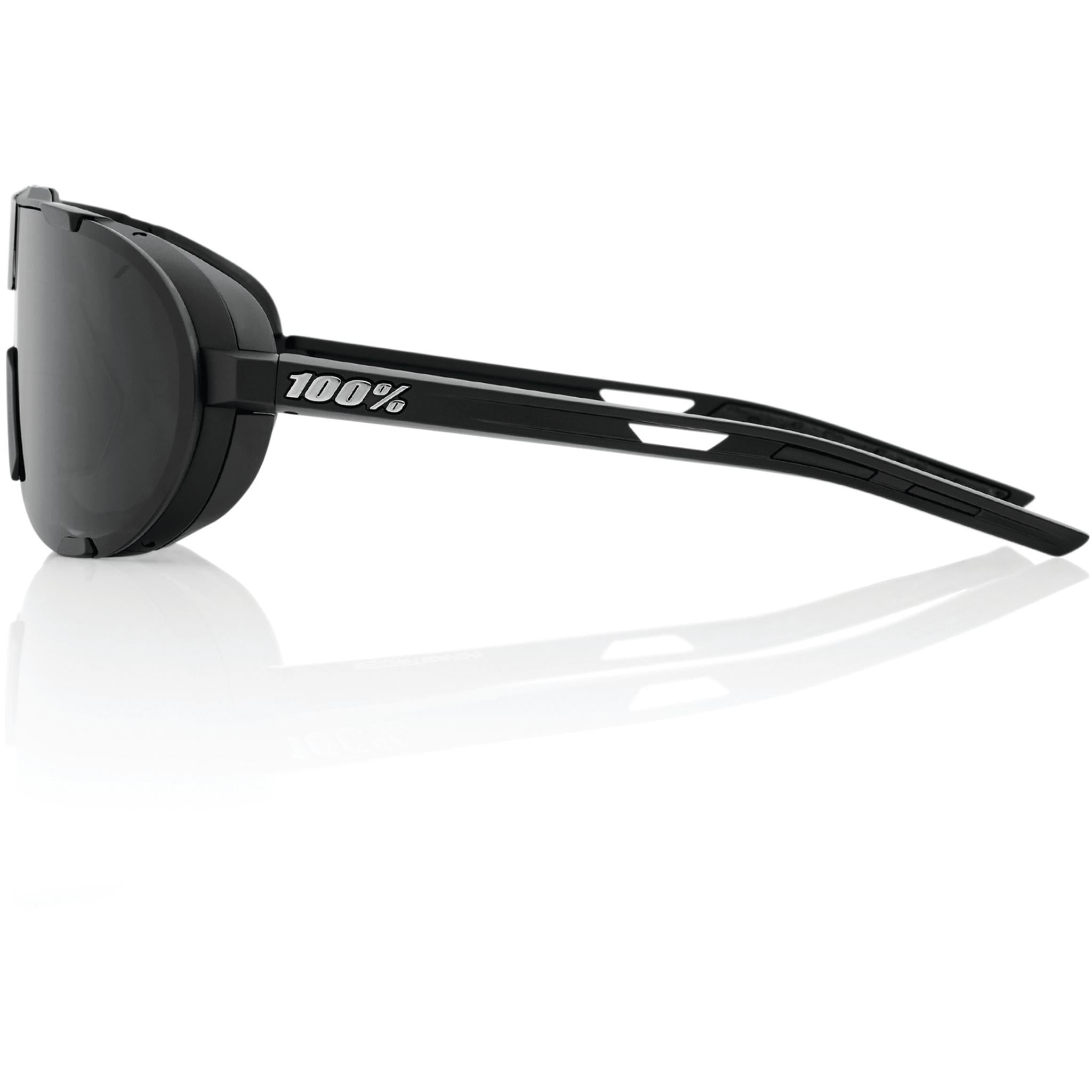 100% Westcraft Sunglasses Soft Tact Matte Black with Smoke Mirror Lens