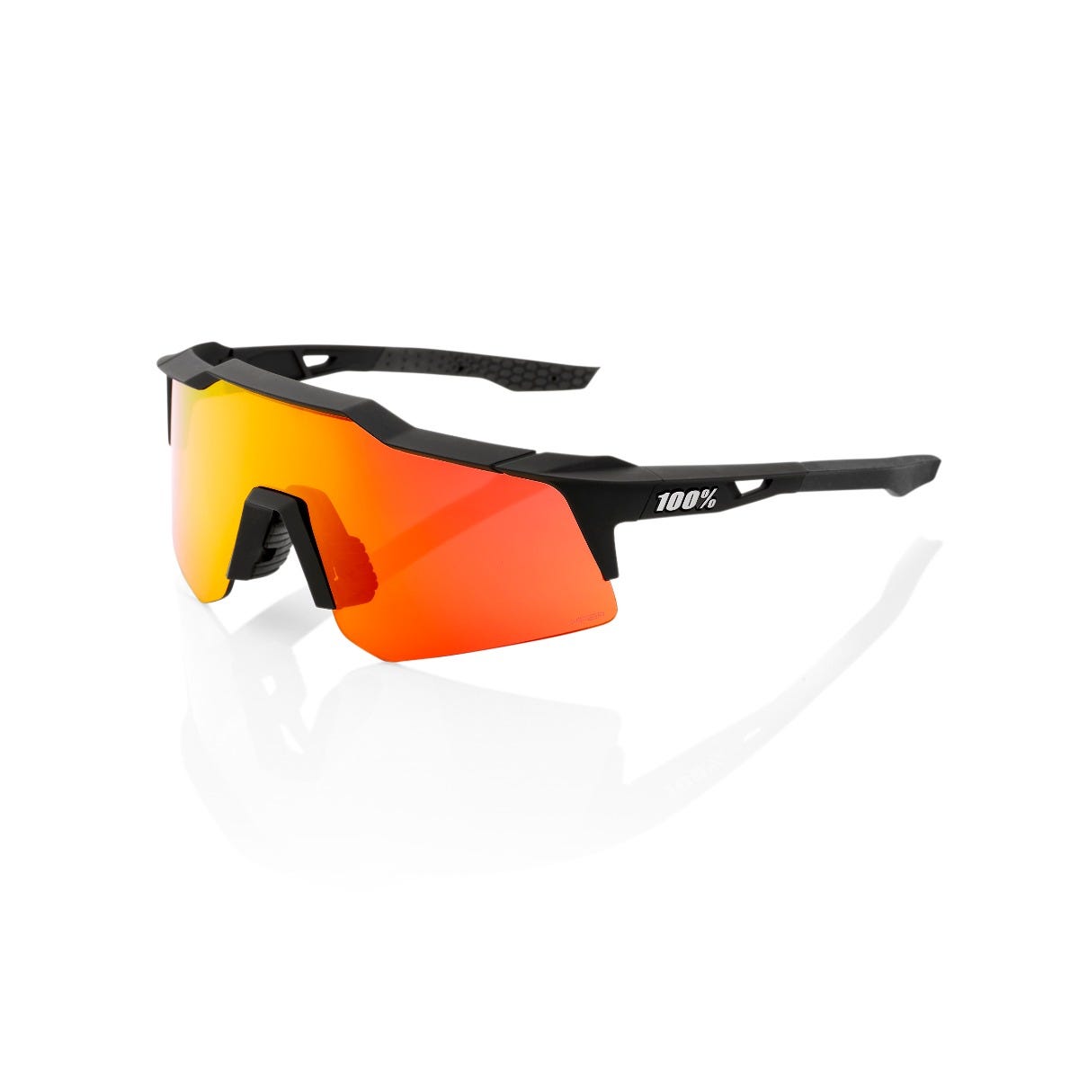 100% Speedcraft XS Sunglasses Black with HiPER Red Lens