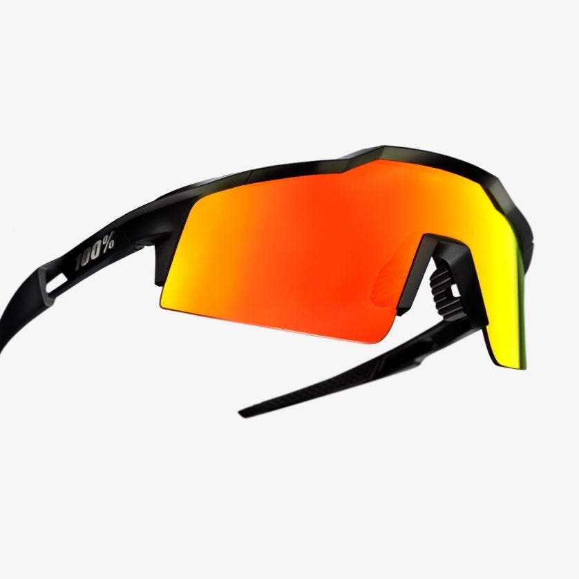 100% Speedcraft XS Sunglasses Black with HiPER Red Lens