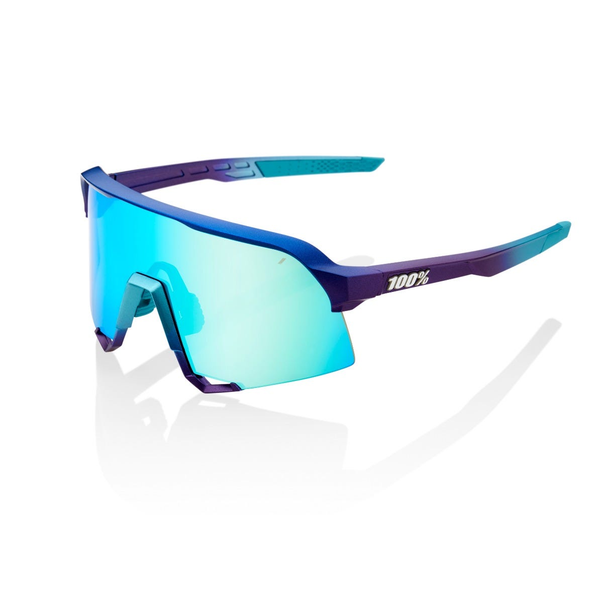 100% S3 Sunglasses Metallic Blue Topaz ML Mirror Lens