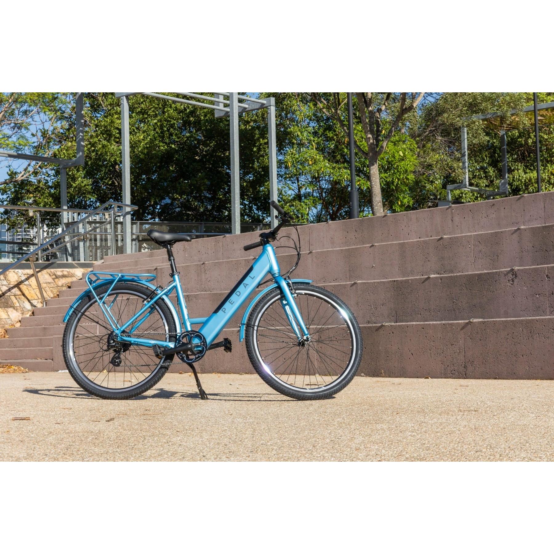 Pedal Lightning 27.5'' Step Through Electric Hybrid Bike Light Blue