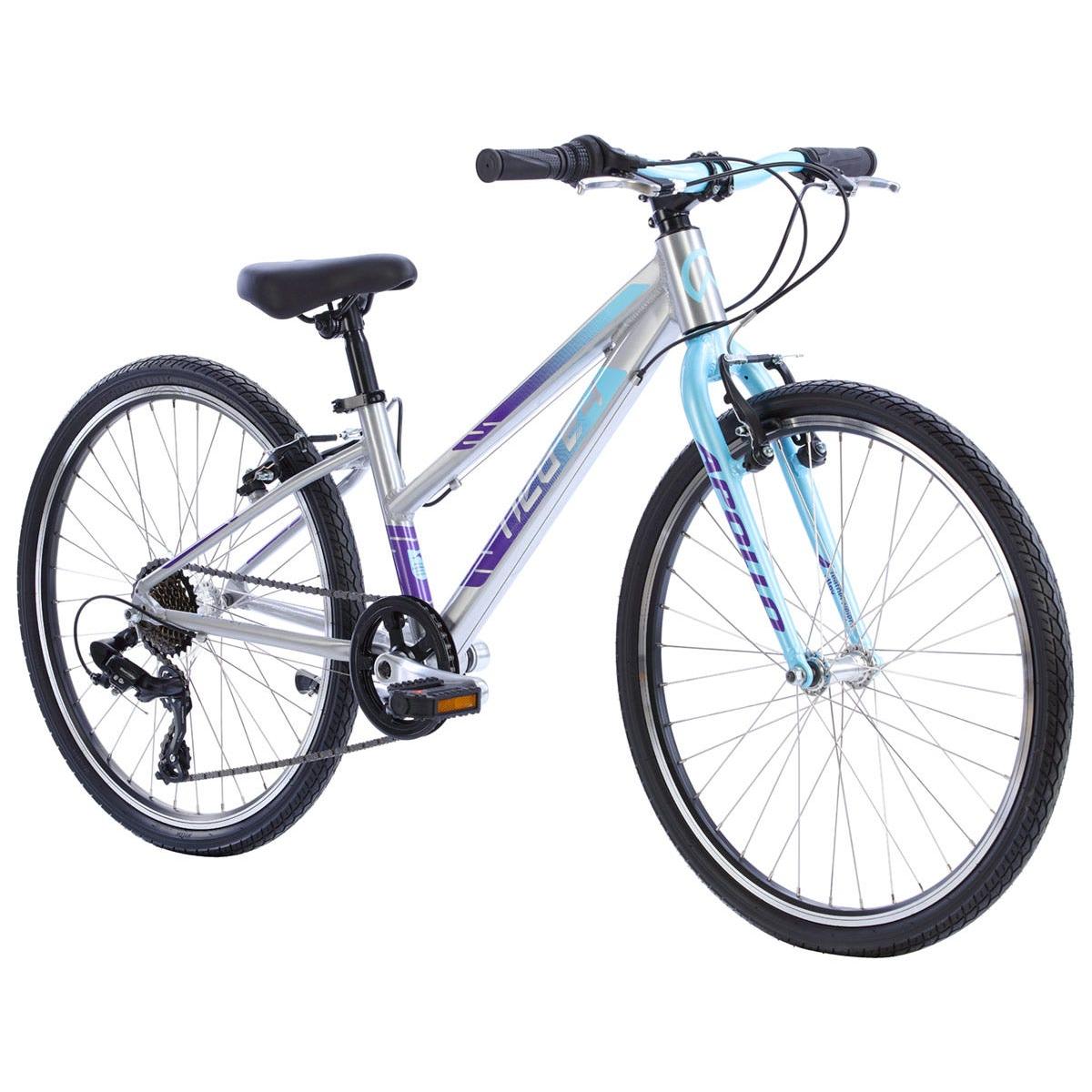 Neo Kids Bike 24'' 7-Speed Silver with Ice Blue Purple Fade
