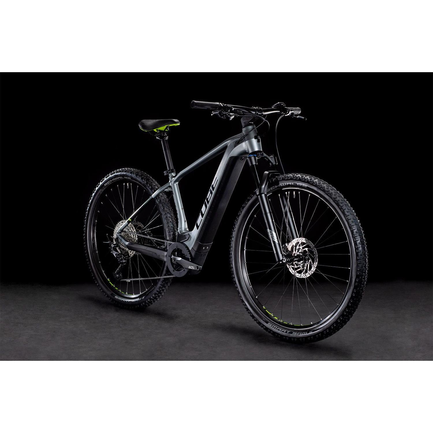 Cube Reaction Hybrid Pro 625 Electric Hardtail Mountain Bike Flash Grey 'n' Green