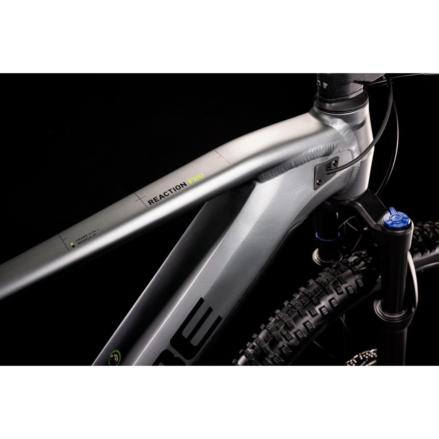 Cube Reaction Hybrid Pro 625 Trapeze Electric Hardtail Mountain Bike Flash Grey 'n' Green