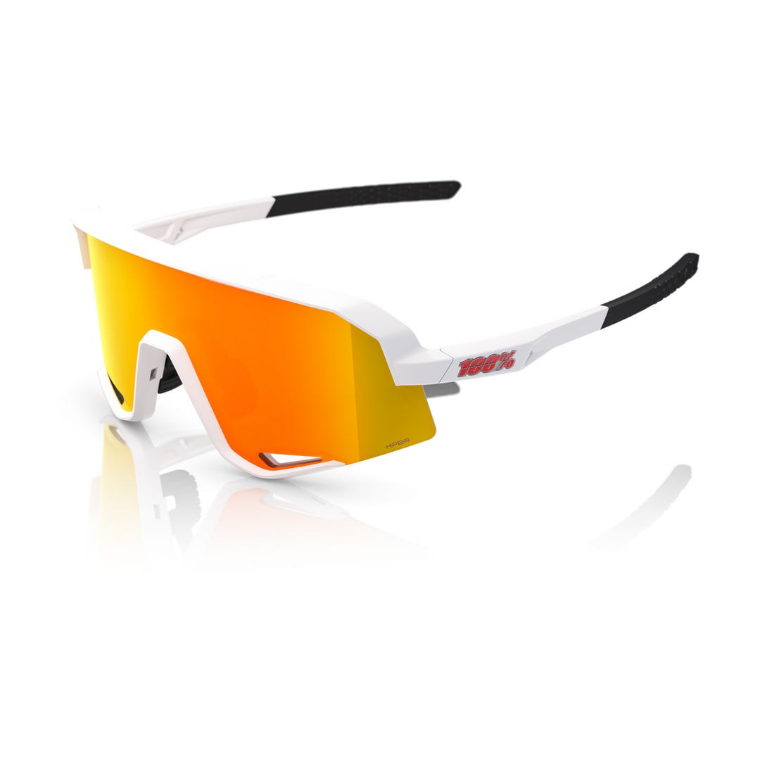 100% Slendale Sunglasses Soft Tact White HiPER Red Mirror Lens