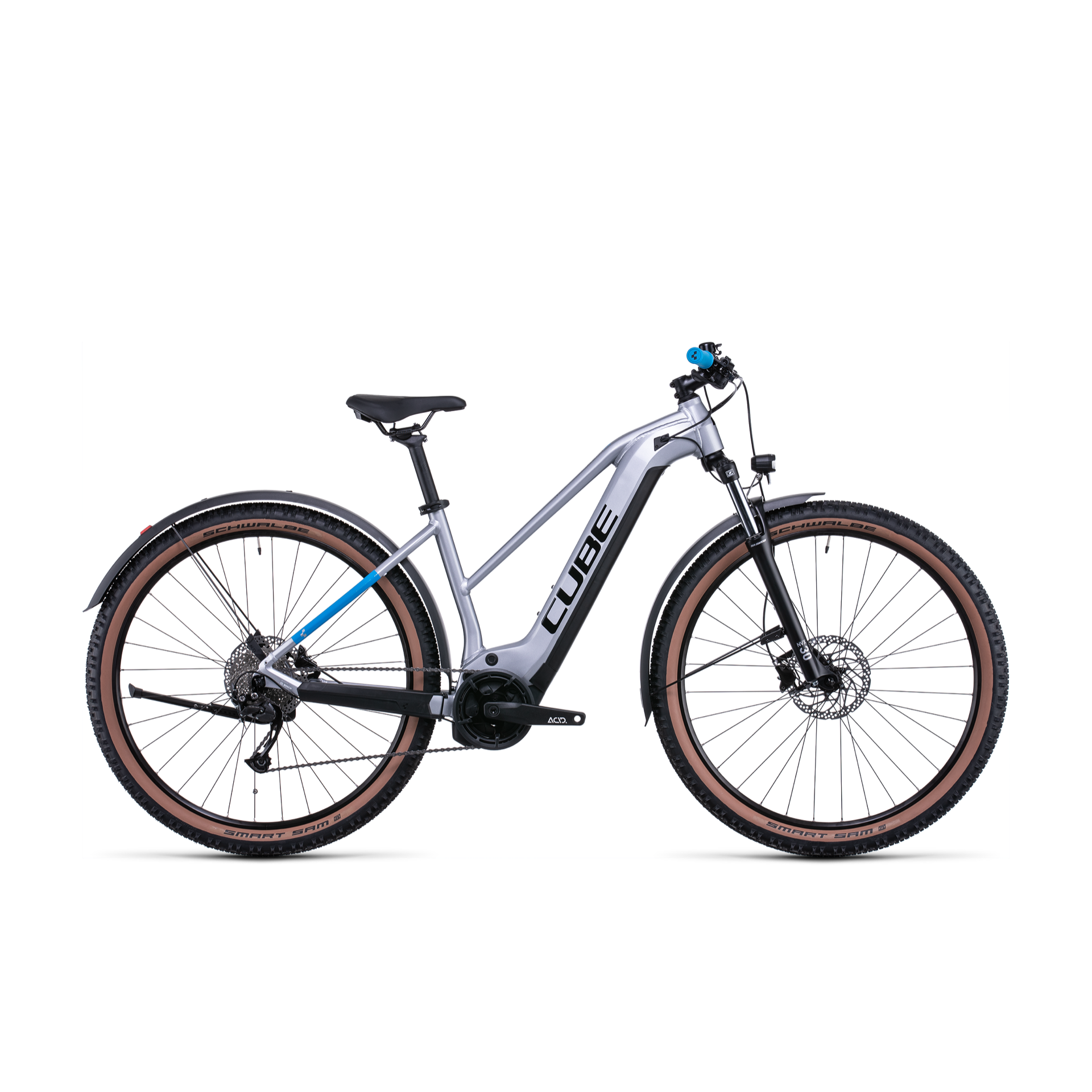 Cube Reaction Hybrid Performance 500 Allroad Trapeze Electric Hardtail Mountain Bike Polar Silver 'n' Blue