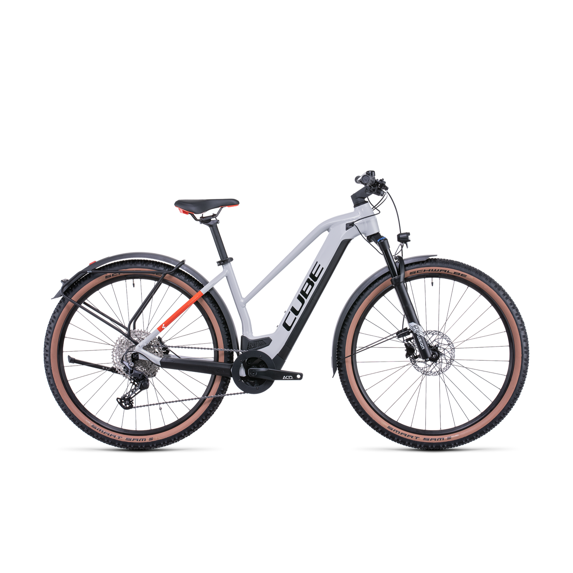 Cube Reaction Hybrid Pro 625 Allroad Trapeze Electric Hardtail Mountain Bike Grey 'n' Red