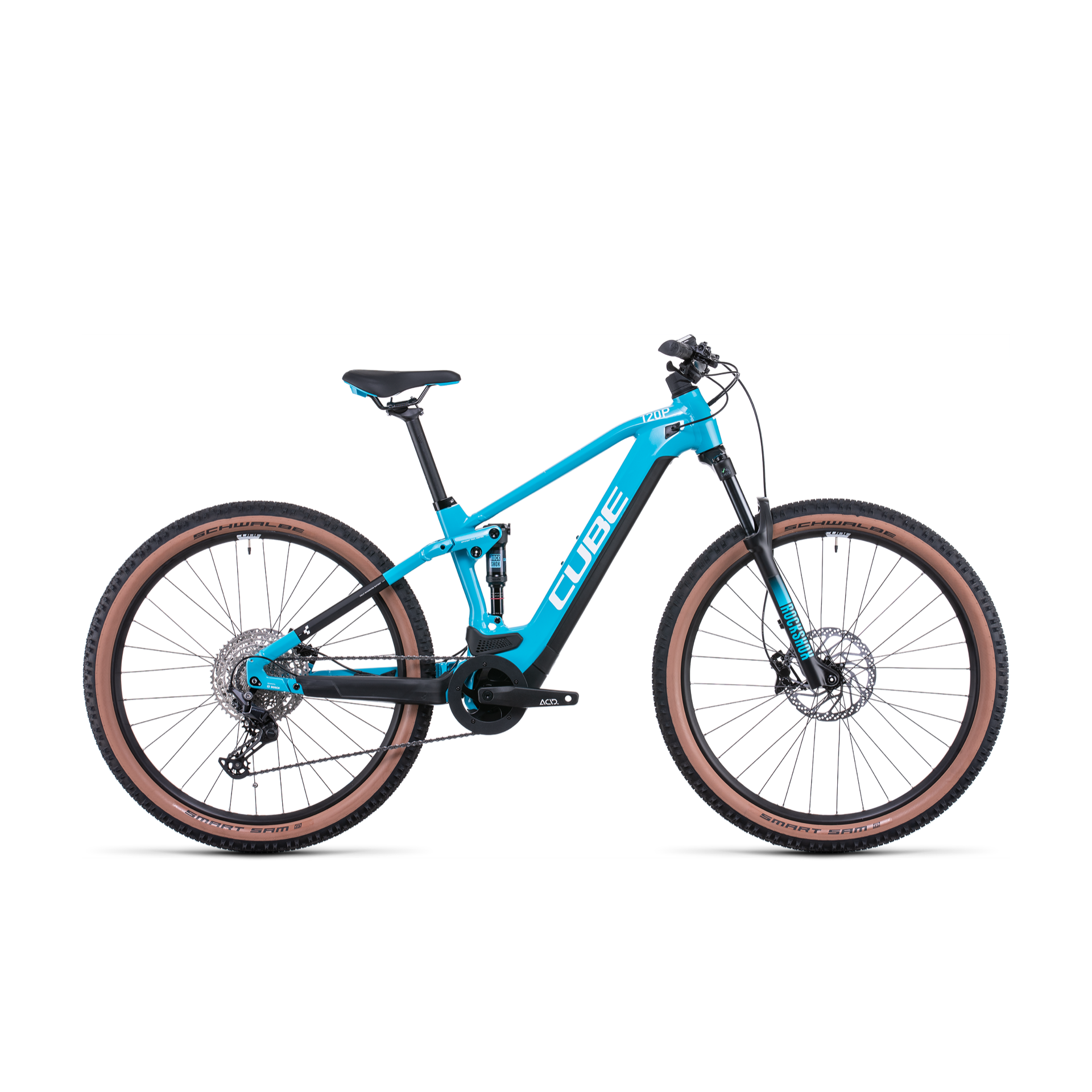 Cube Stereo Hybrid 120 Pro 625 Electric Dual Suspension Mountain Bike Sky Blue 'n' White