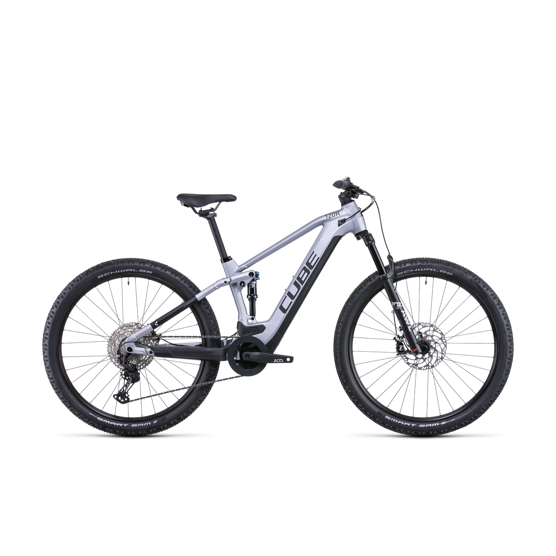 Cube Stereo Hybrid 120 Race 625 Electric Dual Suspension Mountain Bike Polar Silver 'n' Black