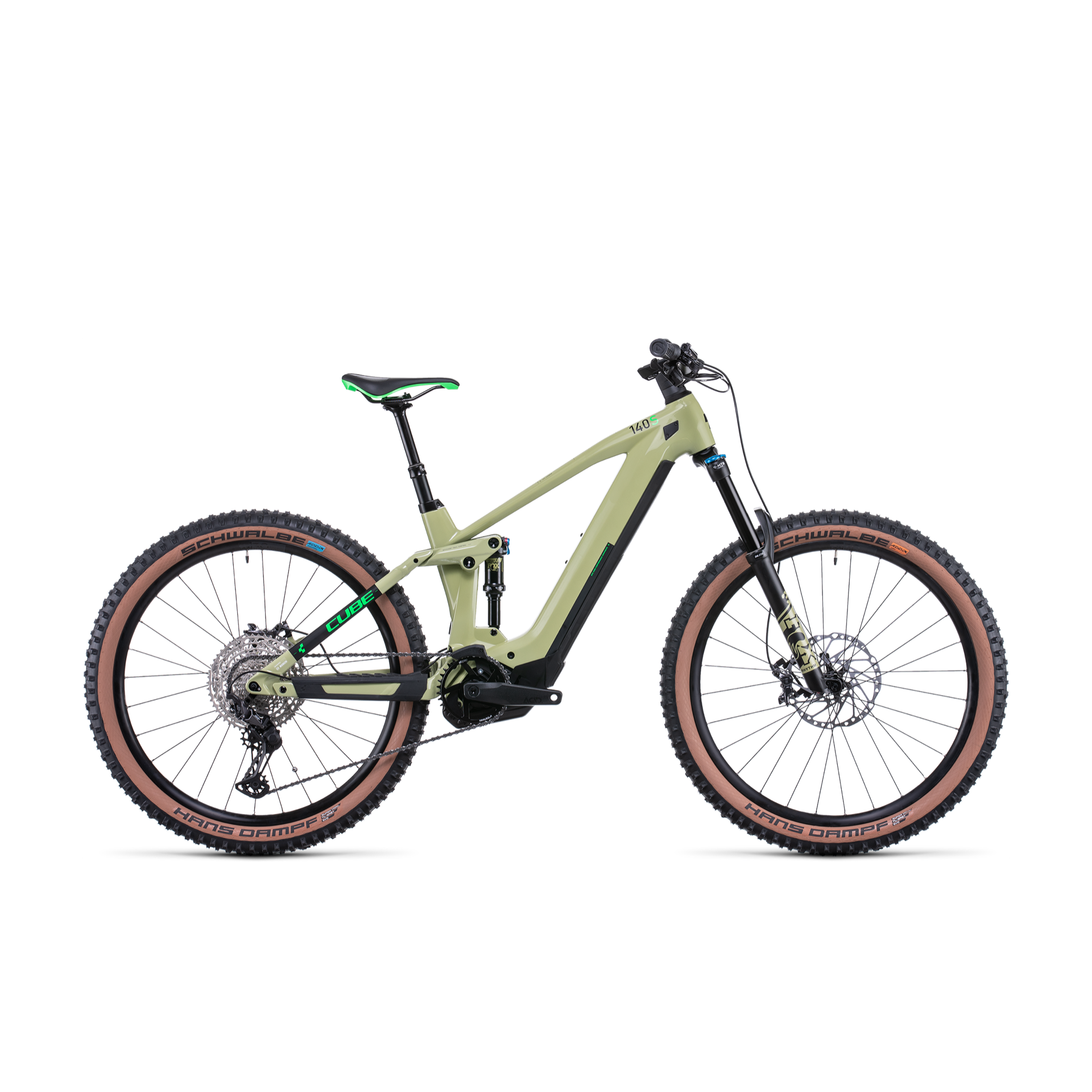 Cube Stereo Hybrid 140 HPC SL 625 Electric Dual Suspension Mountain Bike 27.5'' Green 'n' Flash Green