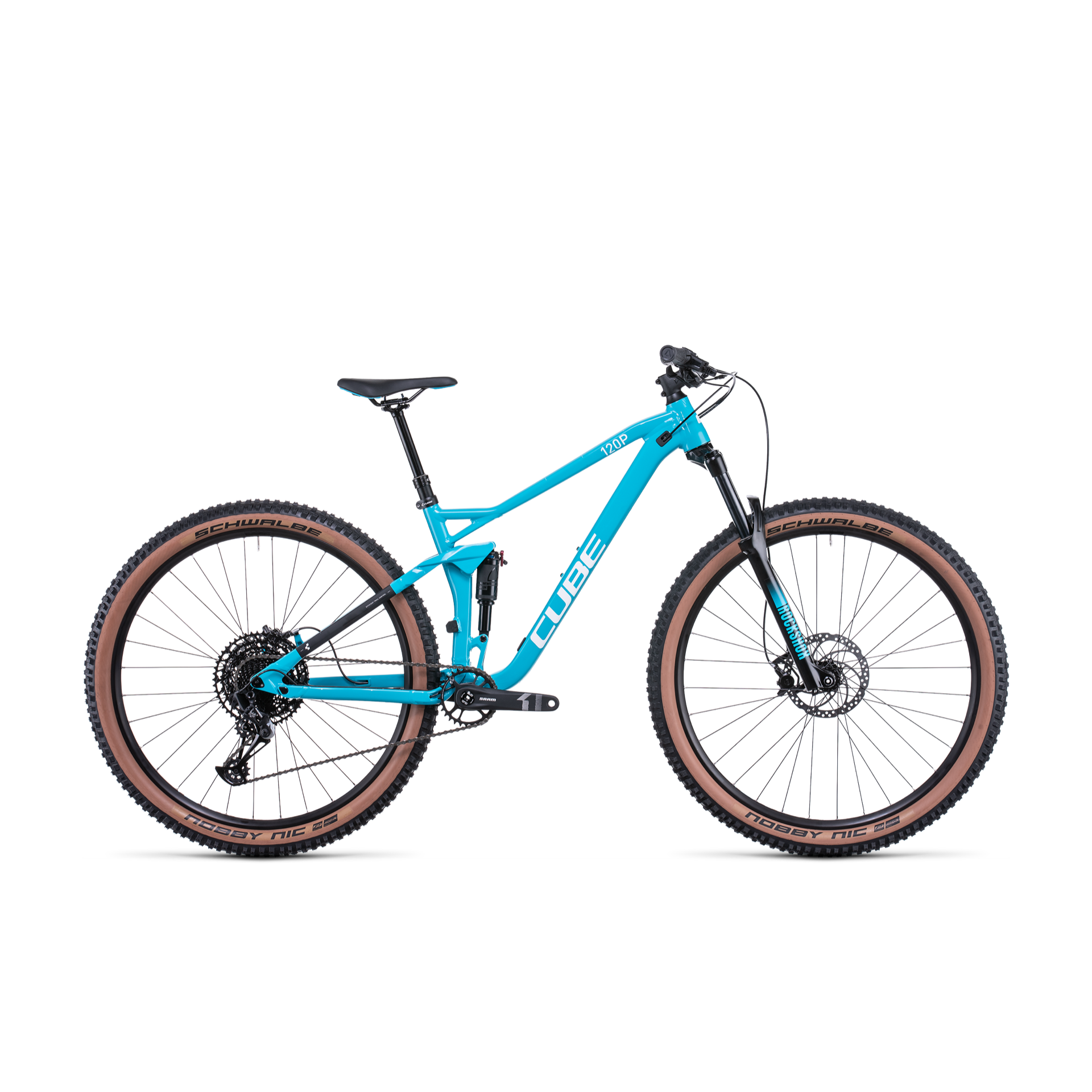 Cube Stereo 120 Pro Dual Suspension Mountain Bike Skyblue White