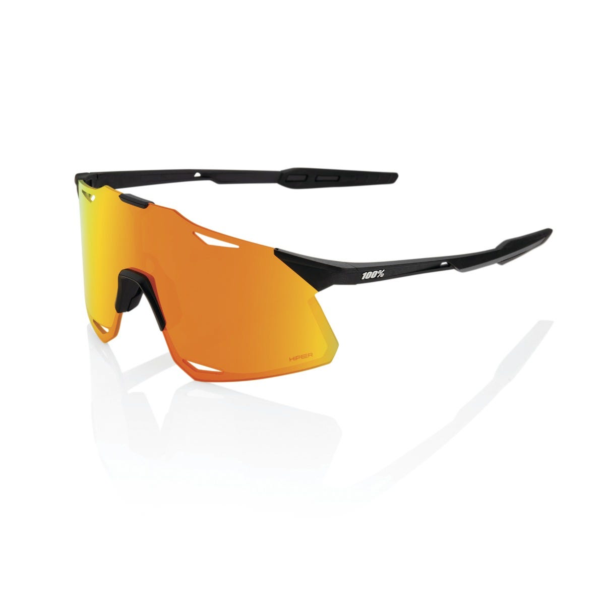 100% Hypercraft Sunglasses Black with HiPER Red Mirror