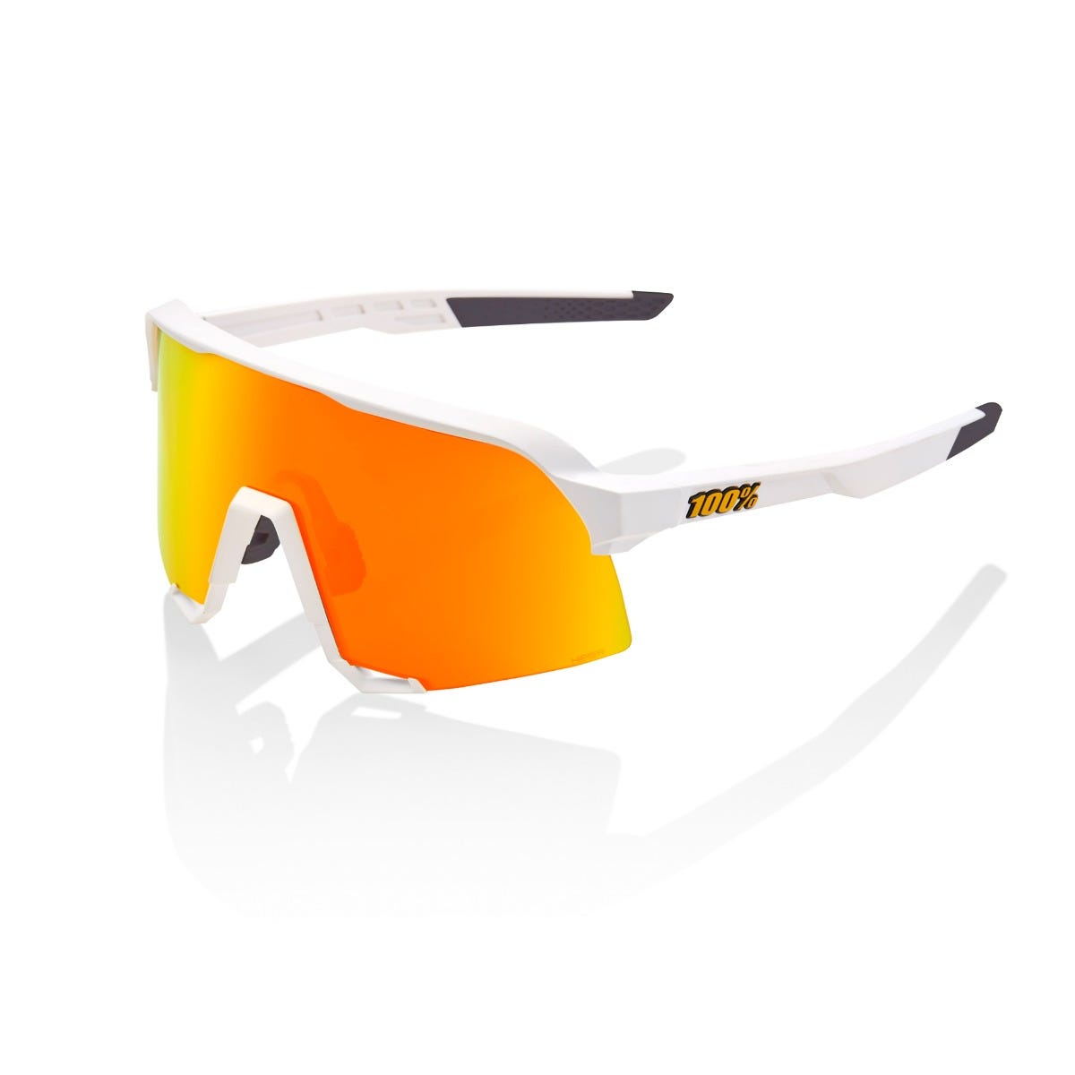 100% S3 Sunglasses Soft Tact White/HiPER Red Multilayer Mirror Lens
