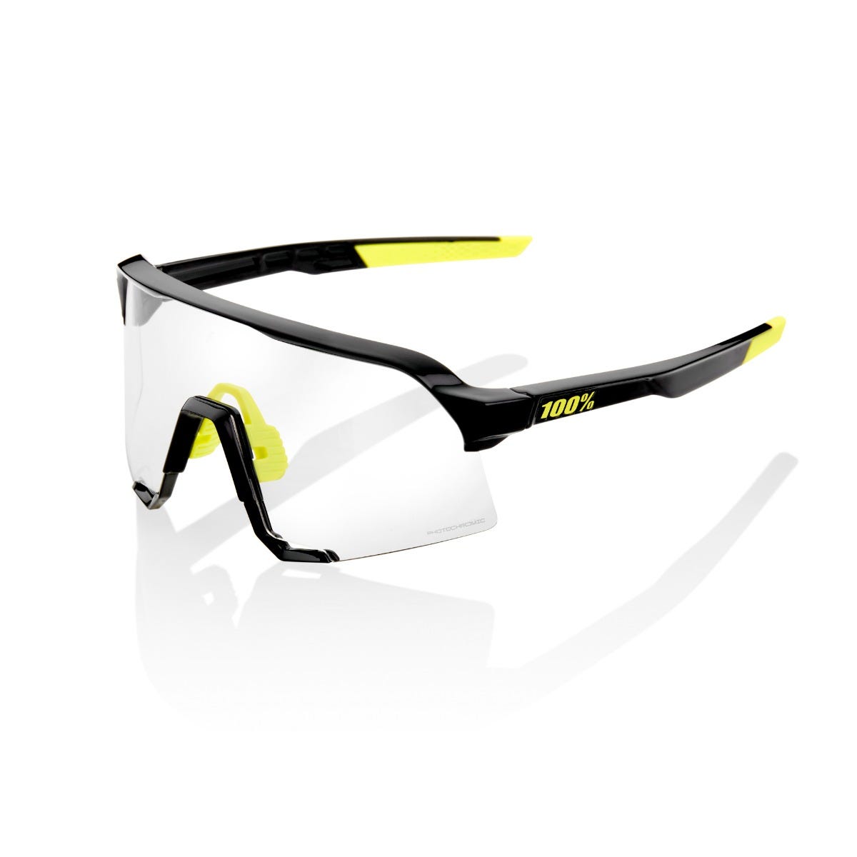 100% S3 Sunglasses Gloss Black with Photochromic Lens