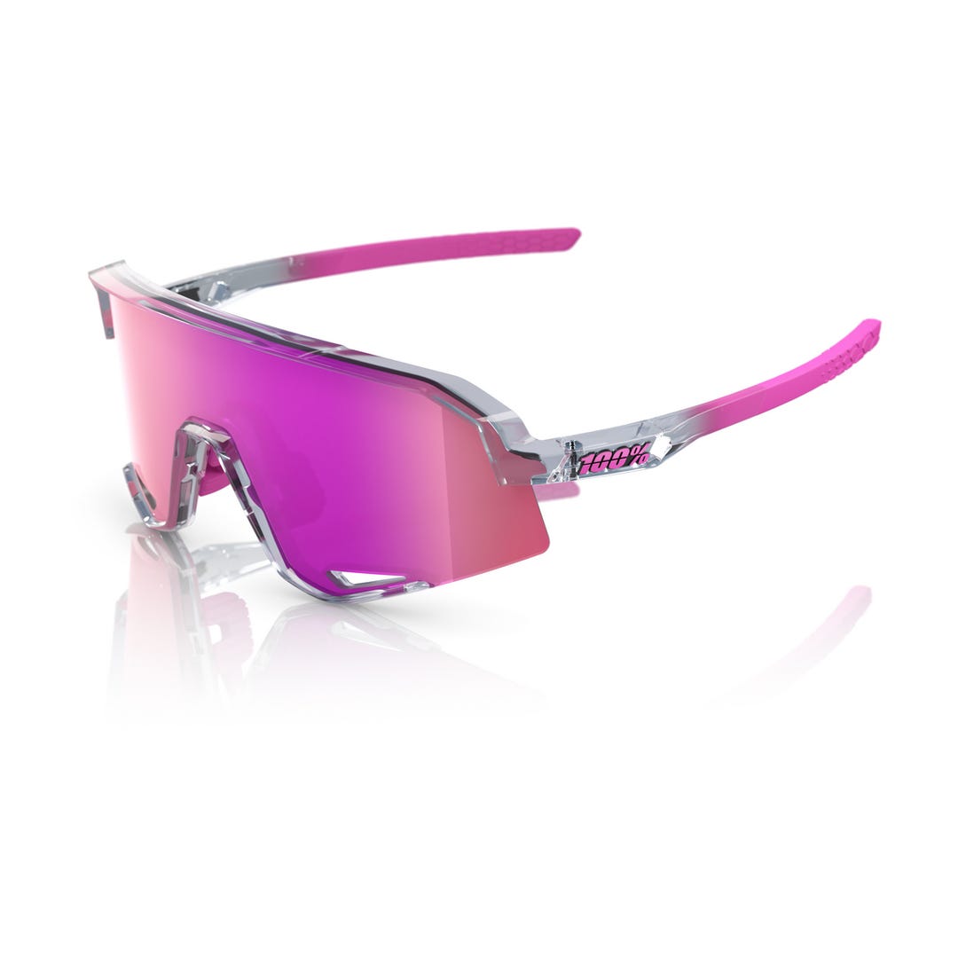 100% Slendale Sunglasses Polished Translucent Grey Purple Mirror Lens