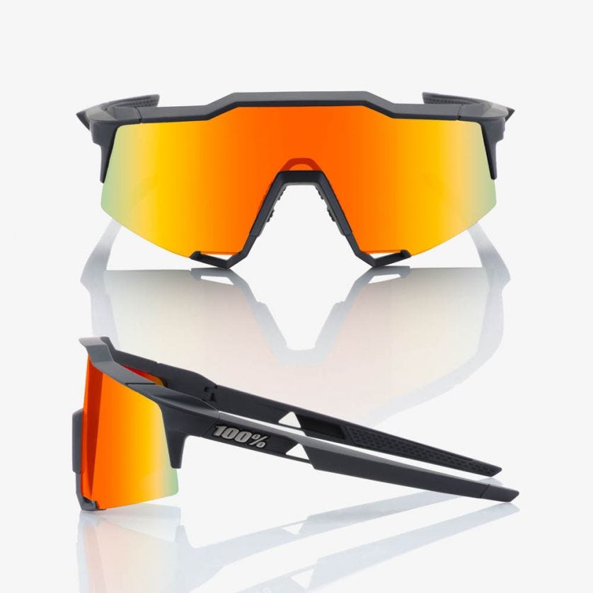 100% Speedcraft Soft Tact Sunglasses Black with HiPER Red Lens