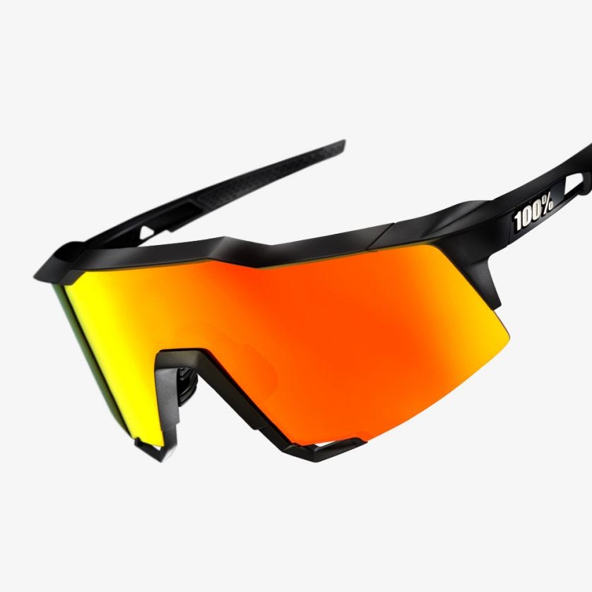 100% Speedcraft Soft Tact Sunglasses Black with HiPER Red Lens