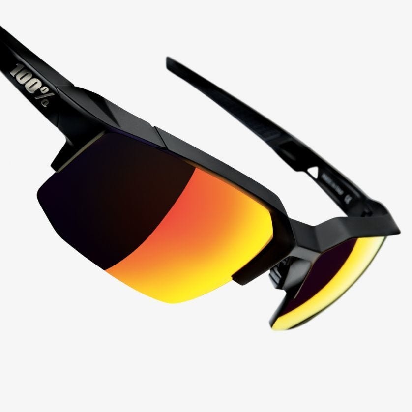 100% Speedcoupe Sunglasses Back with HiPER Red Multilayer Mirror Lens