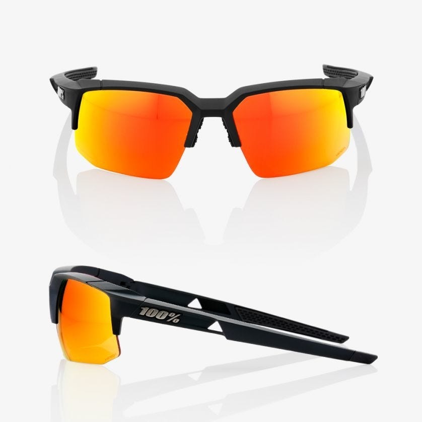 100% Speedcoupe Sunglasses Back with HiPER Red Multilayer Mirror Lens