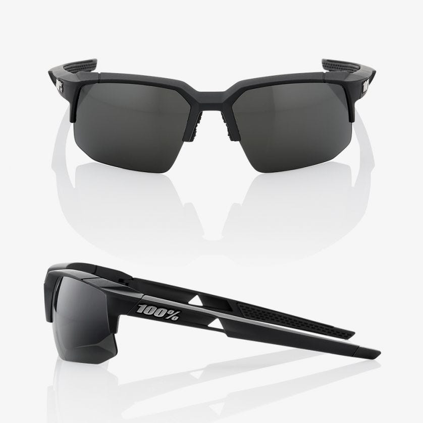 100% Speedcoupe Sunglasses Soft Tact Black with Smoke Lens