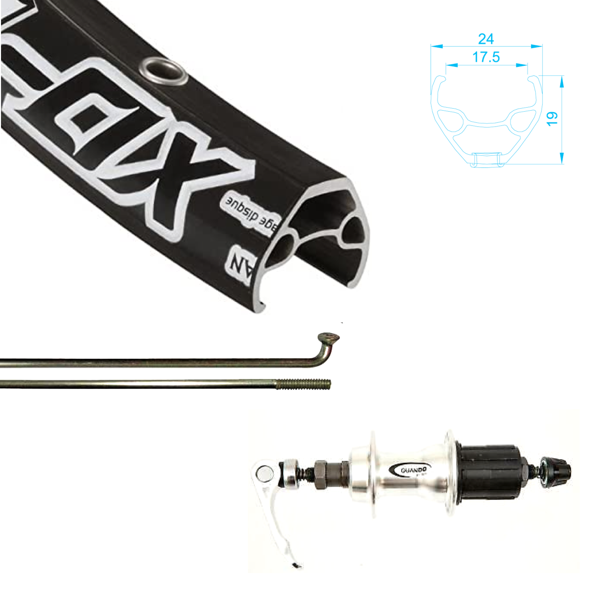 Alex Rim 26" XD-Lite with Joytech Hub, 8,9,10 Speed Cassette Compatible,Quick Release