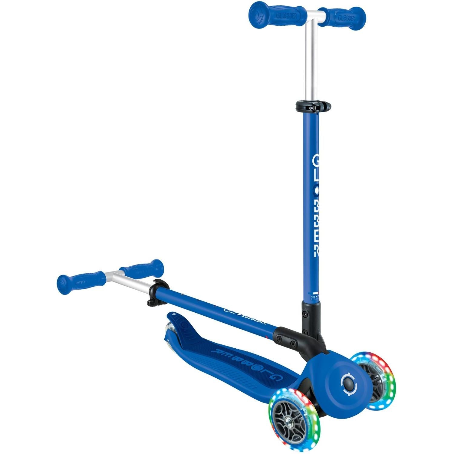 Globber Go Up Foldable Plus Lights 3 Wheel Kids Scooter Blue