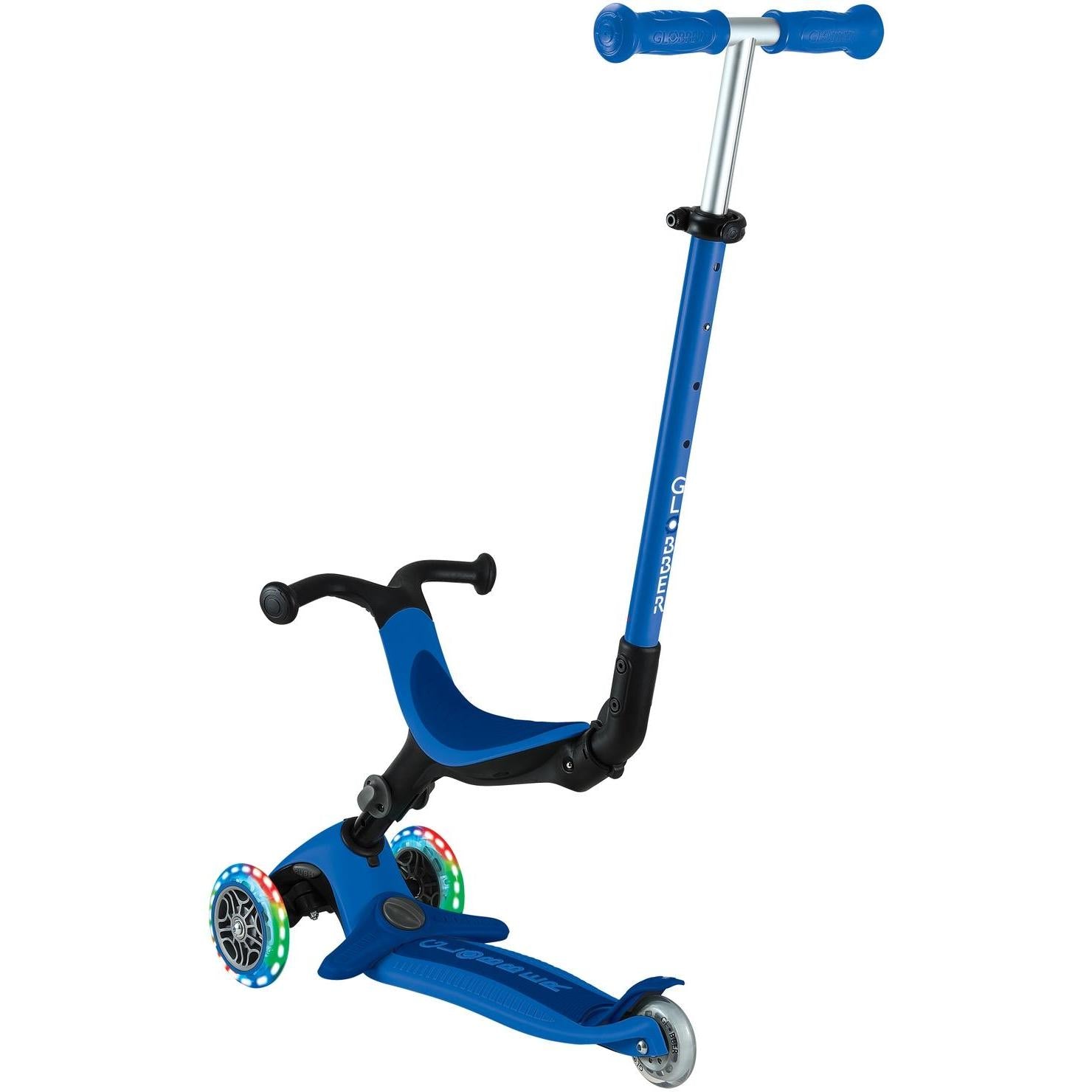 Globber Go Up Foldable Plus Lights 3 Wheel Kids Scooter Blue