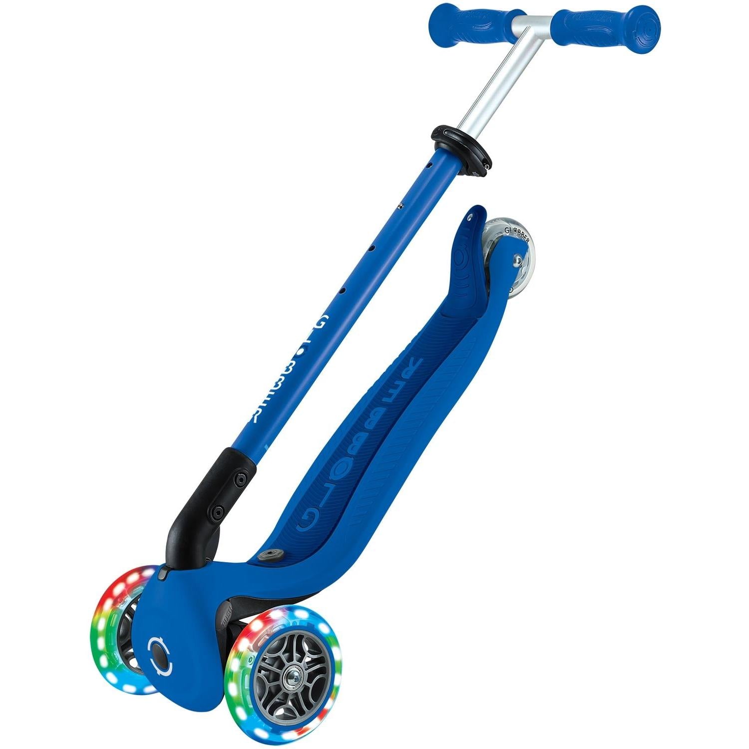 Globber Go Up Foldable Plus Lights 3 Wheel Kids Scooter Blue