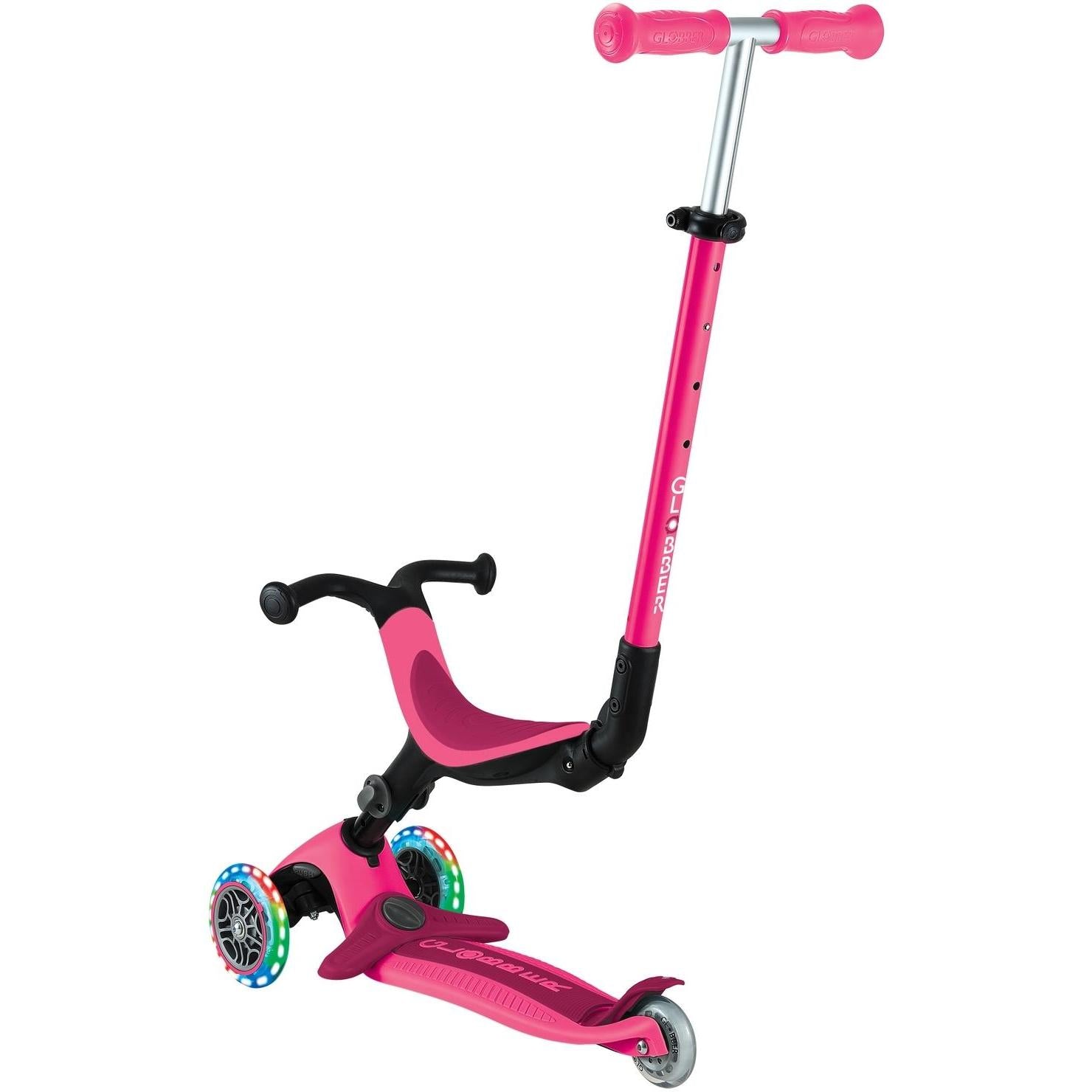 Globber Go Up Active With Lights Scooter Fuchsia/Dark Pink