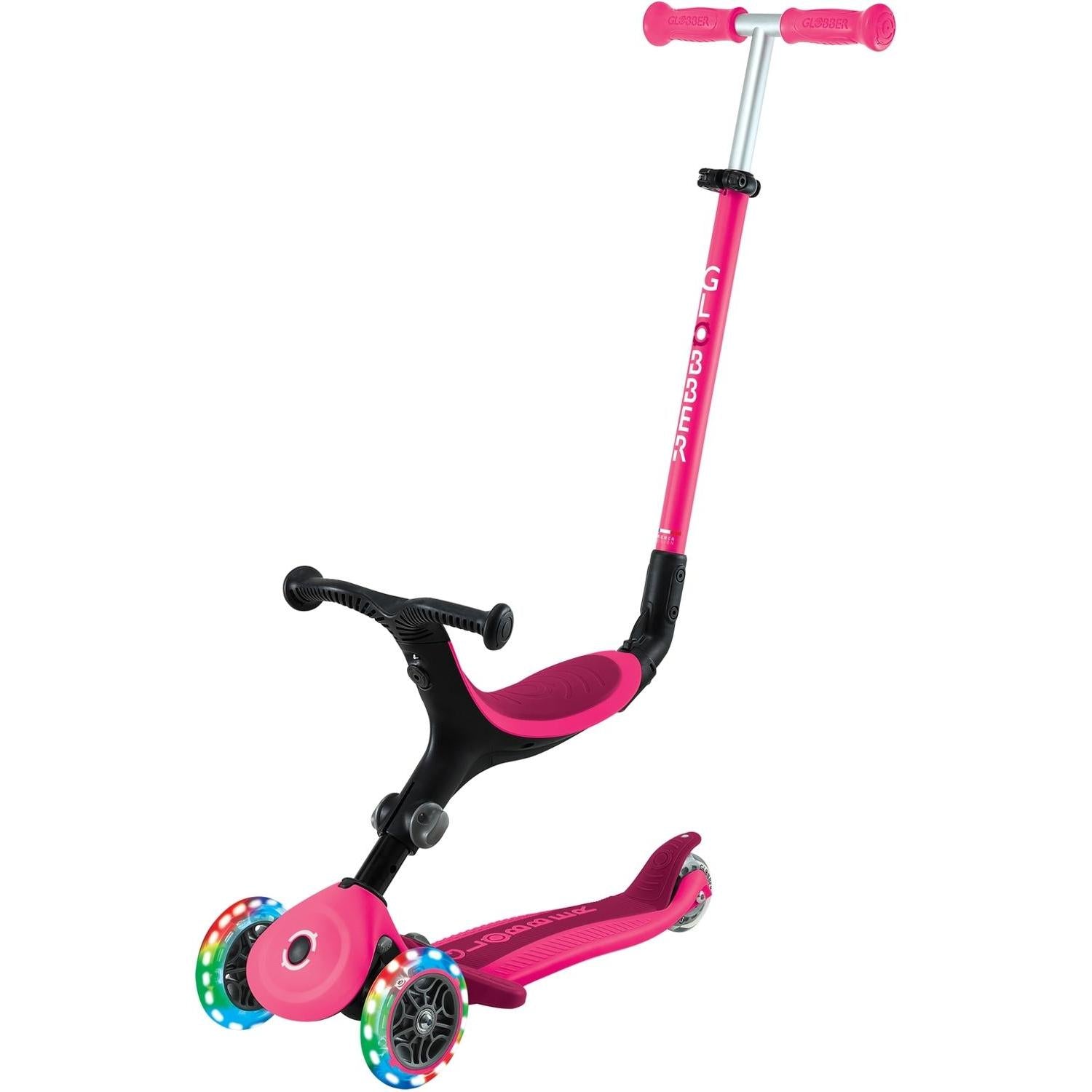 Globber Go Up Active With Lights Scooter Fuchsia/Dark Pink