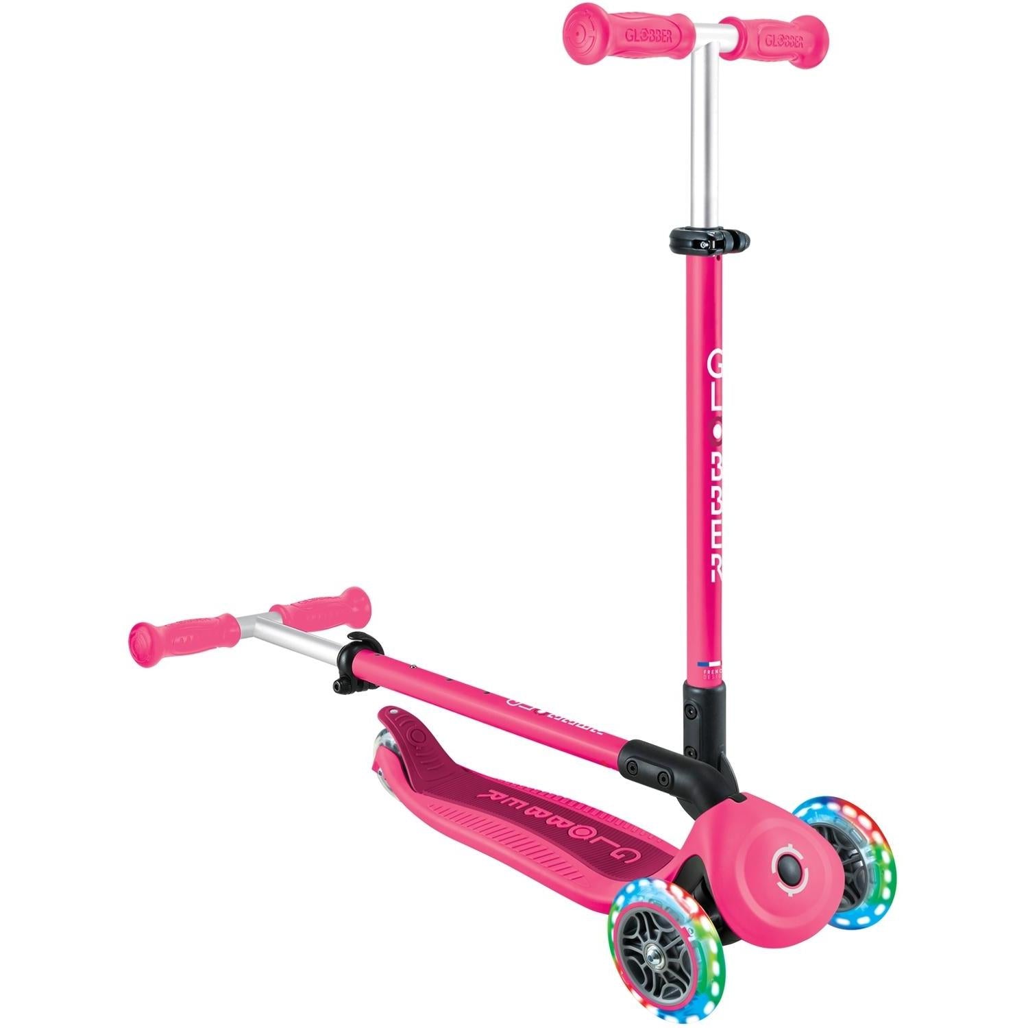 Globber Go Up Active With Lights Scooter Fuchsia/Dark Pink