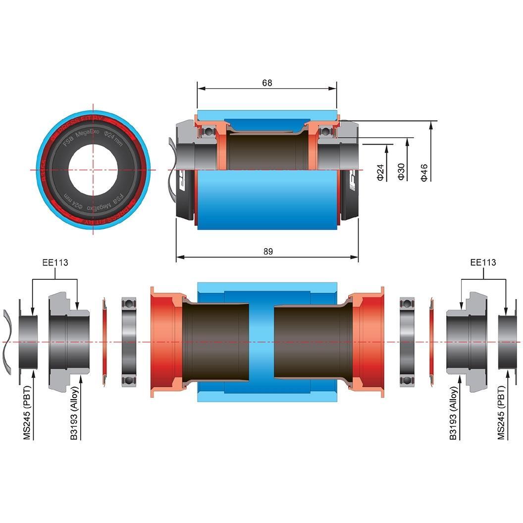 FSA Bottom Bracket Adadpter BB/PF30 to Mega Exo 24mm