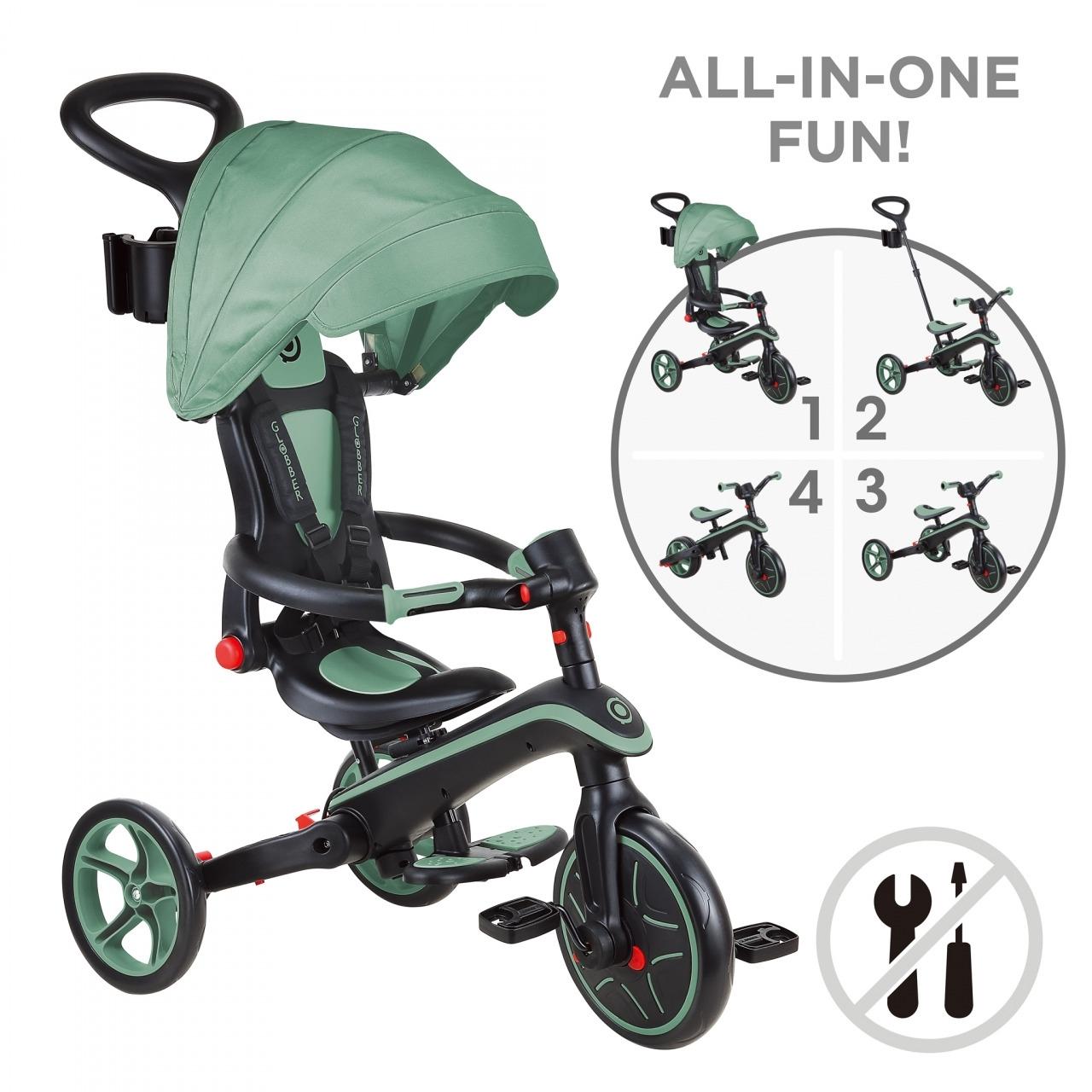 Globber Explorer Foldable 4in1 Kids Trike Olive