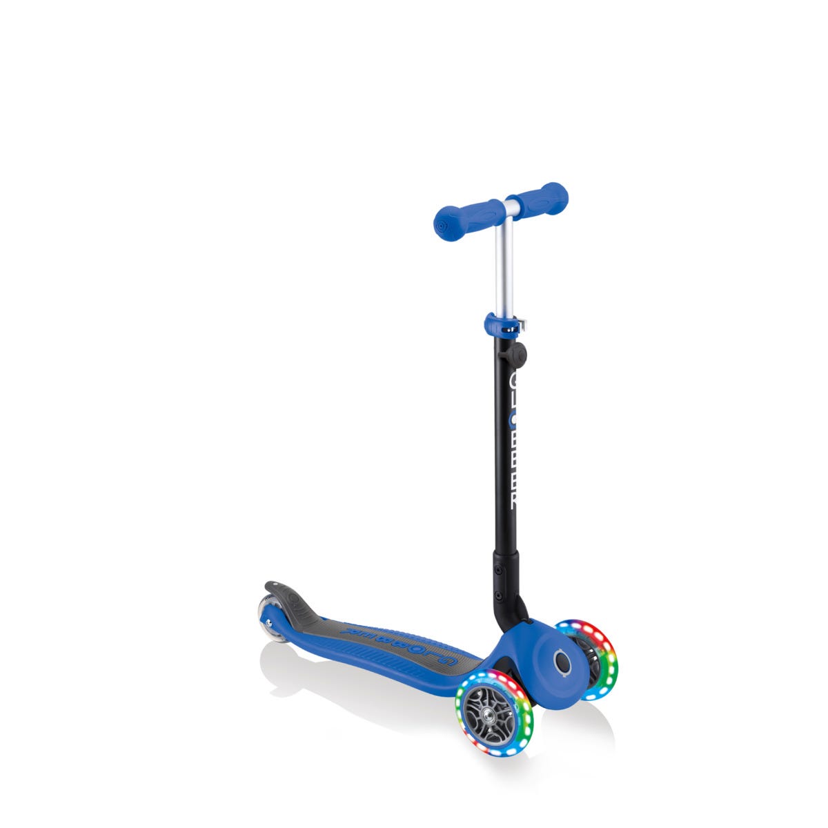 Globber Go Up Foldable Plus Lights 3 Wheel Kids Scooter Navy Blue
