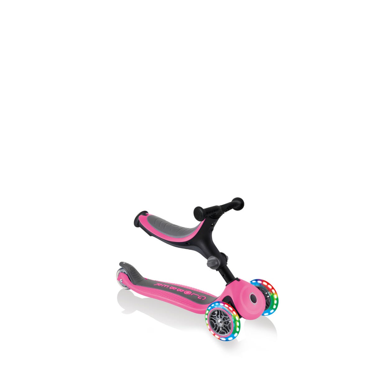 Globber Go Up Foldable Plus Lights 3 Wheel Kids Scooter Deep Pink