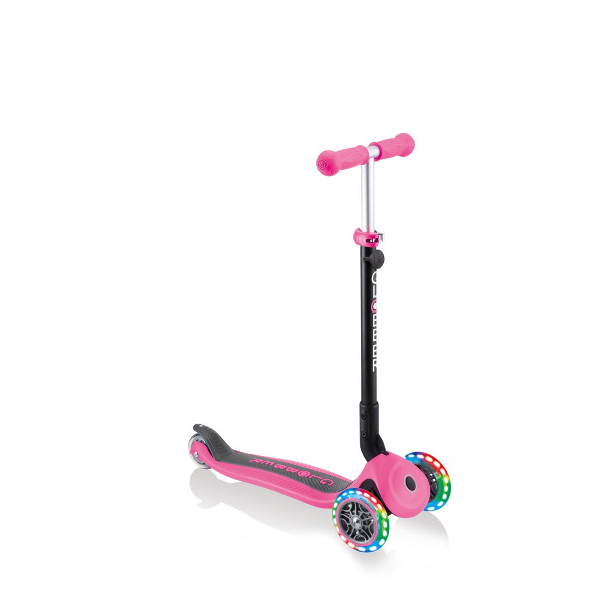 Globber Go Up Foldable Plus Lights 3 Wheel Kids Scooter Deep Pink