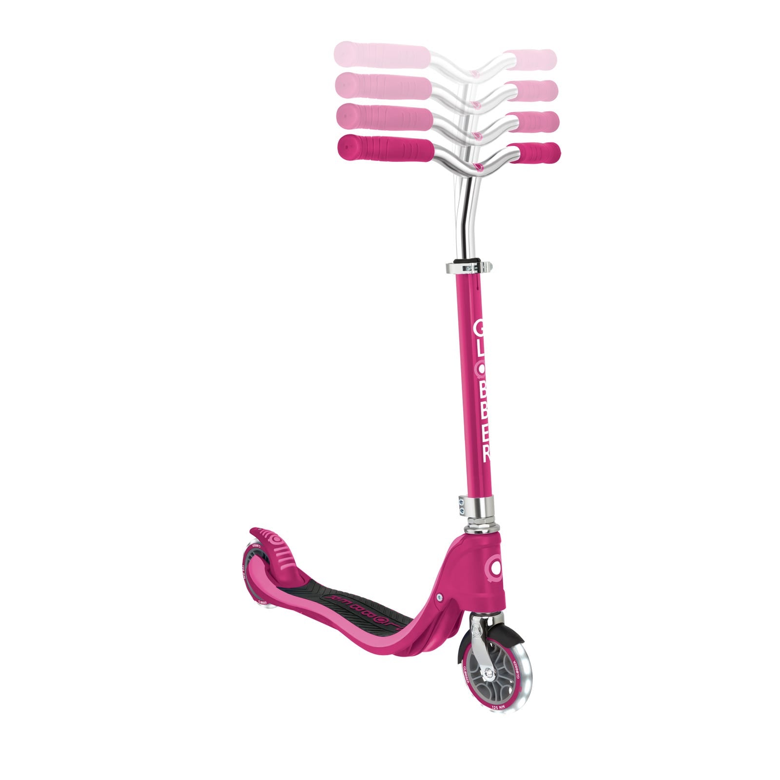 Globber Flow 125 Kids Scooter with Light Up Wheels Ruby