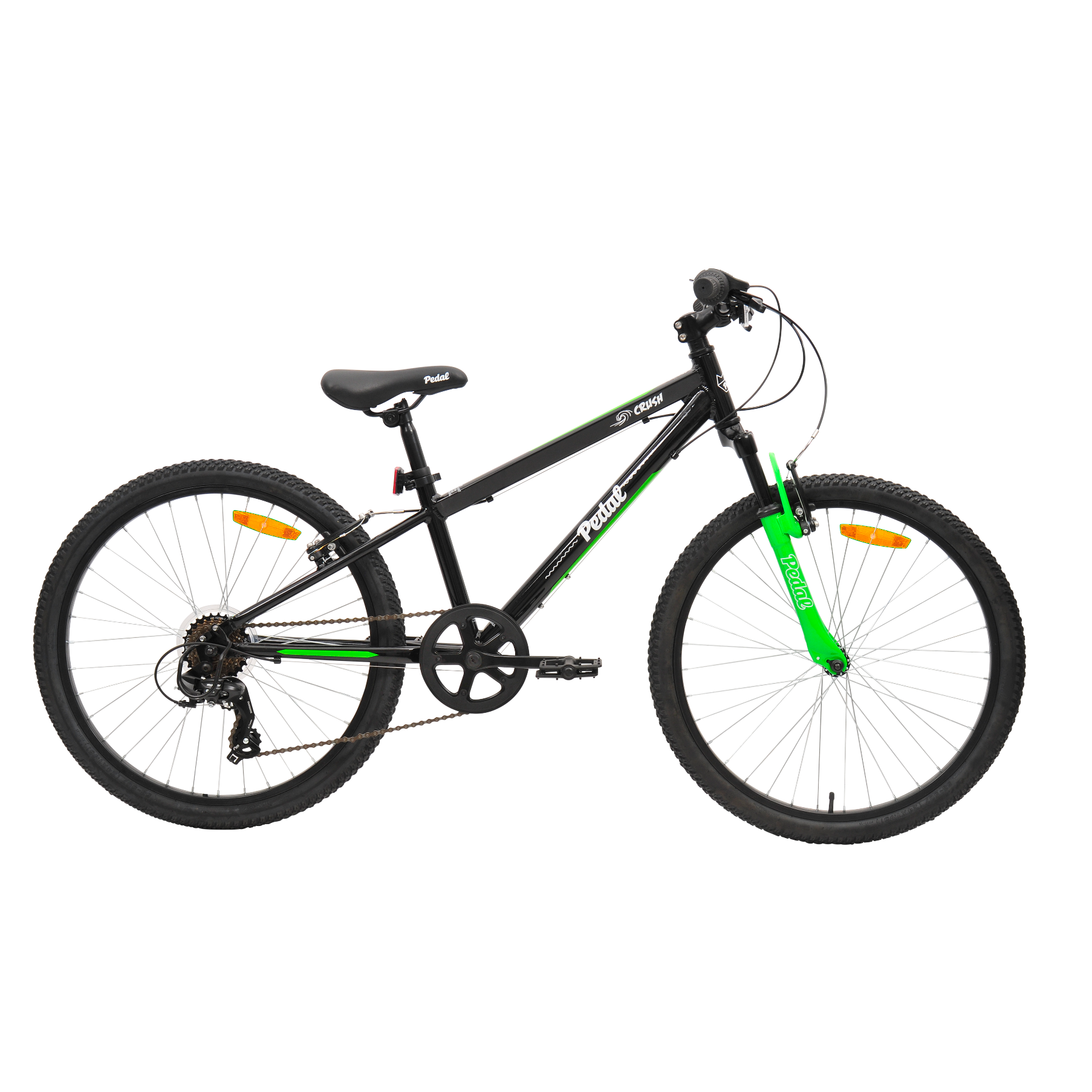 Pedal Crush Kids Mountain Bike 24 Inch Black/Green