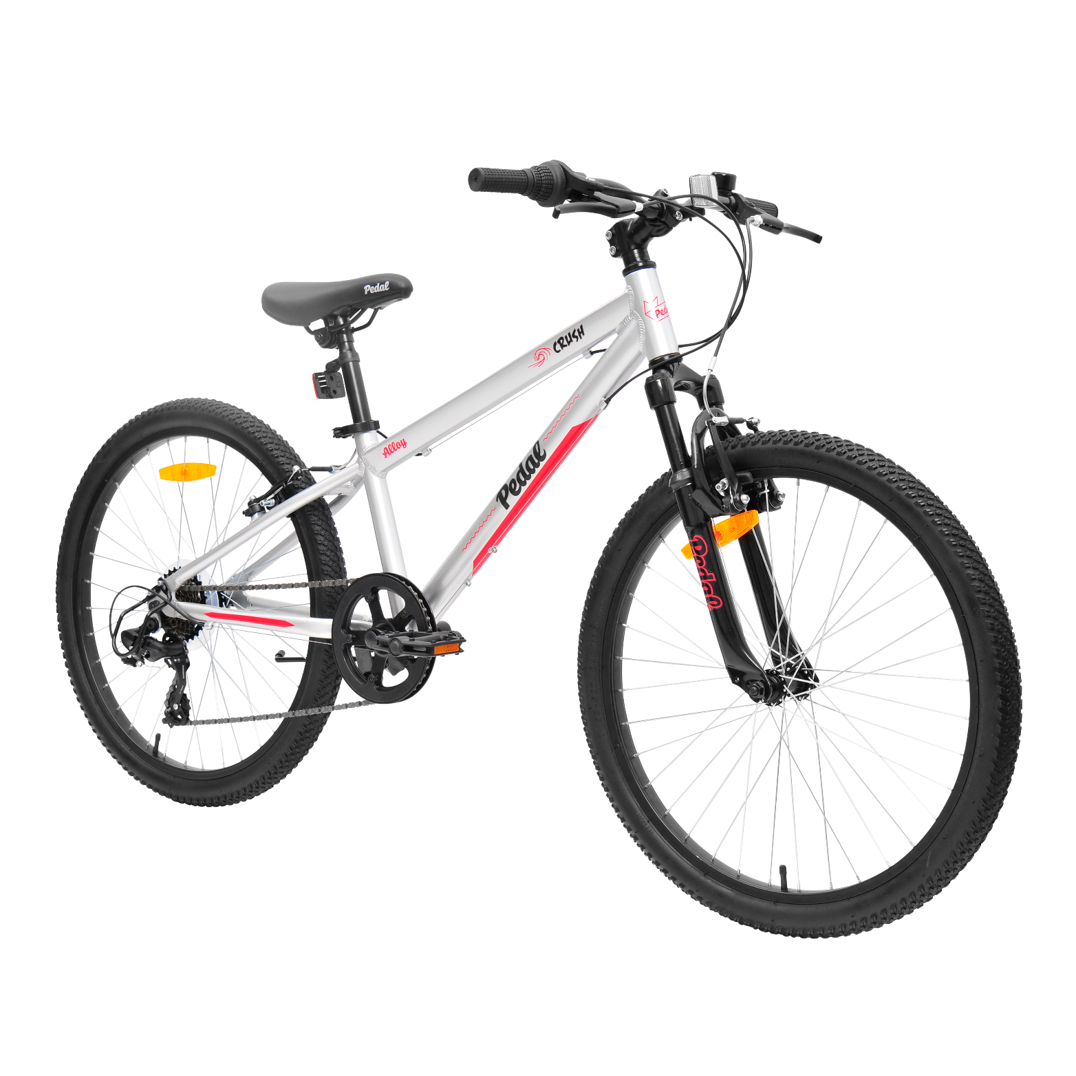 Pedal Crush 24 Kids Mountain Bike Silver/Red